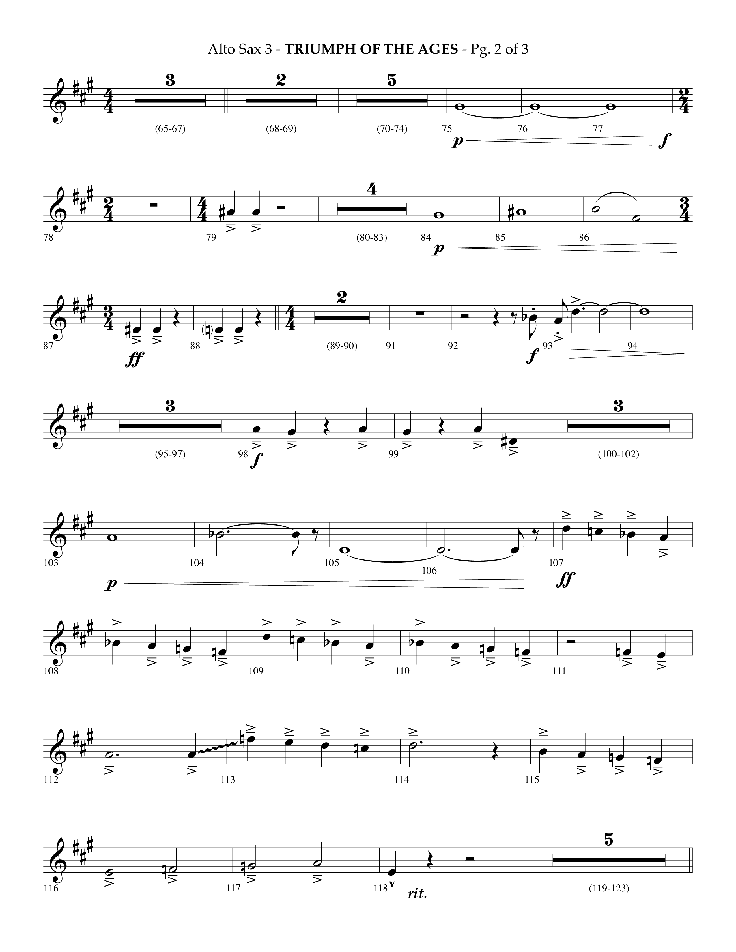Triumph Of The Ages (Choral Anthem SATB) Alto Sax (Lifeway Choral / Arr. Phillip Keveren)
