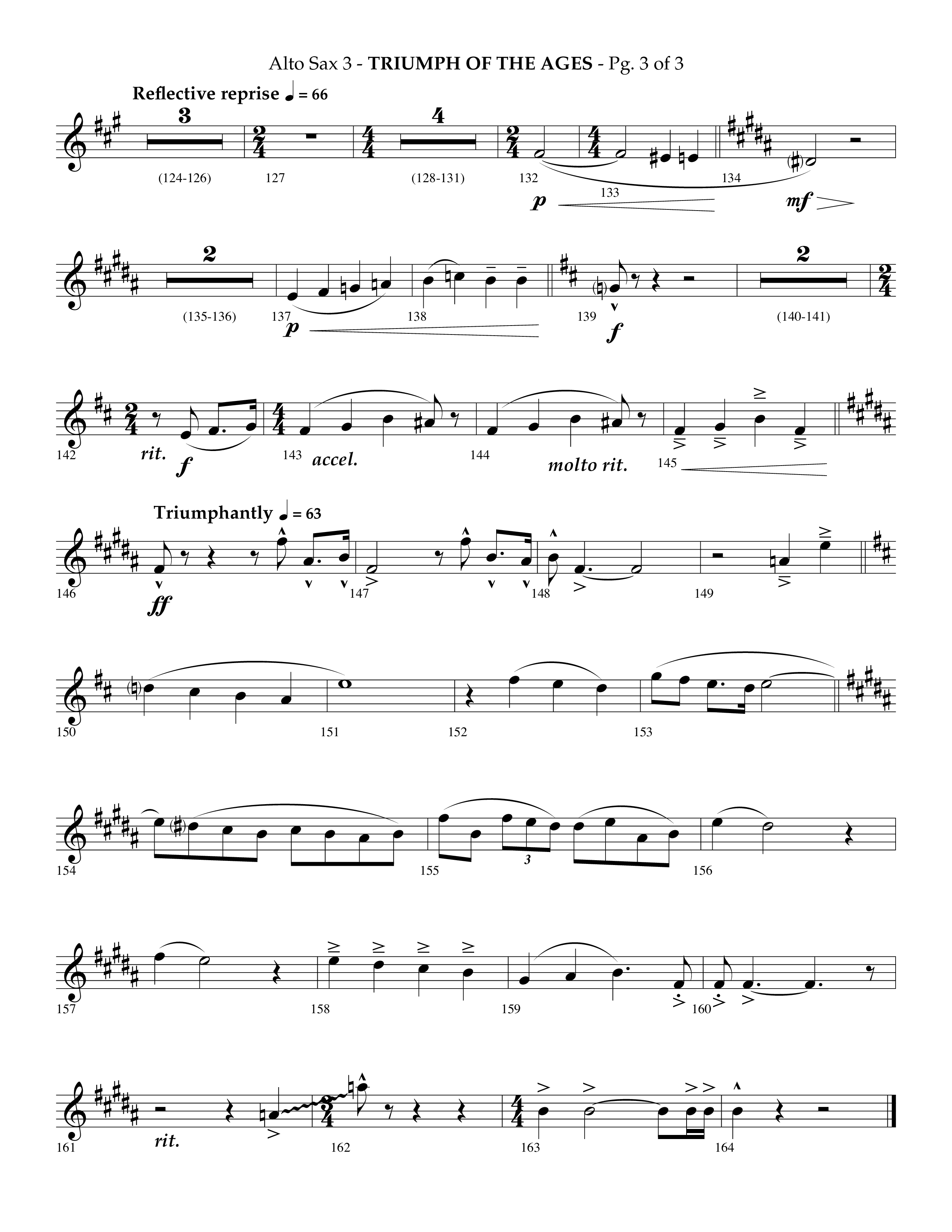 Triumph Of The Ages (Choral Anthem SATB) Alto Sax (Lifeway Choral / Arr. Phillip Keveren)