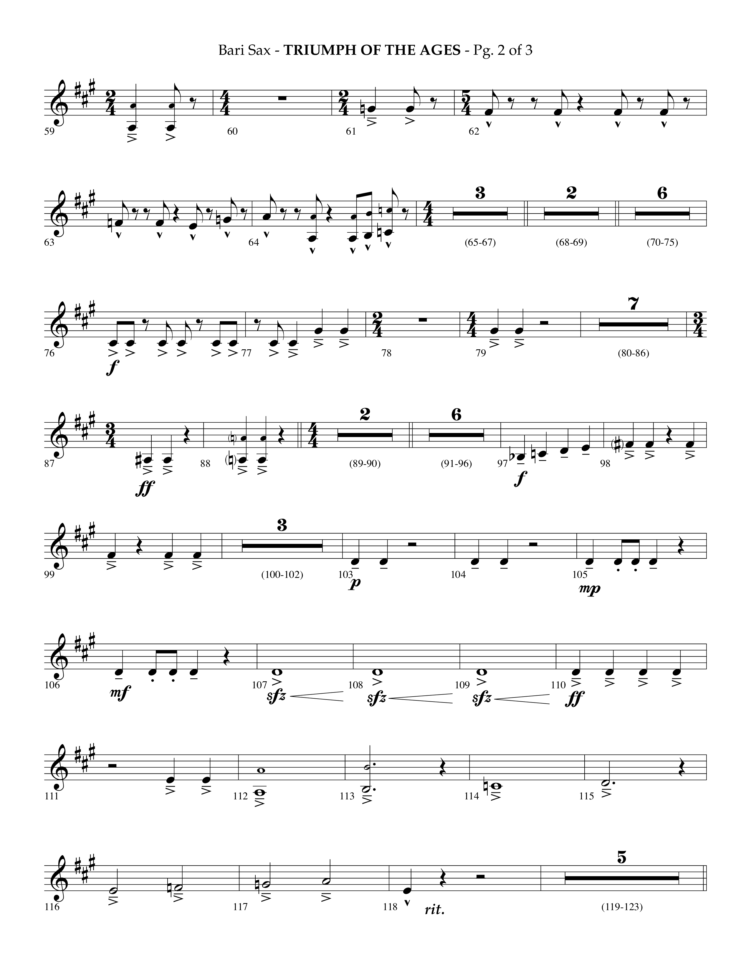 Triumph Of The Ages (Choral Anthem SATB) Bari Sax (Lifeway Choral / Arr. Phillip Keveren)