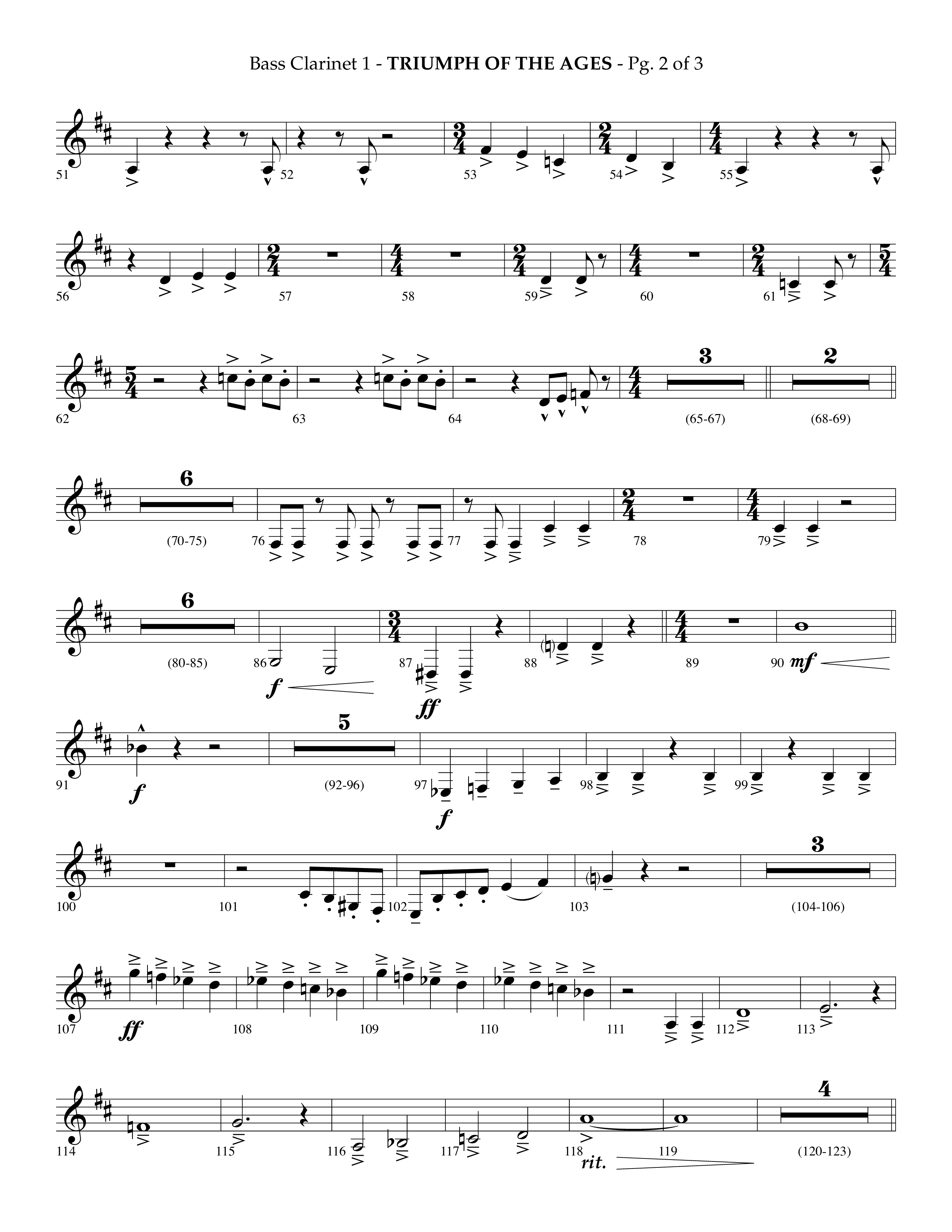 Triumph Of The Ages (Choral Anthem SATB) Bass Clarinet (Lifeway Choral / Arr. Phillip Keveren)