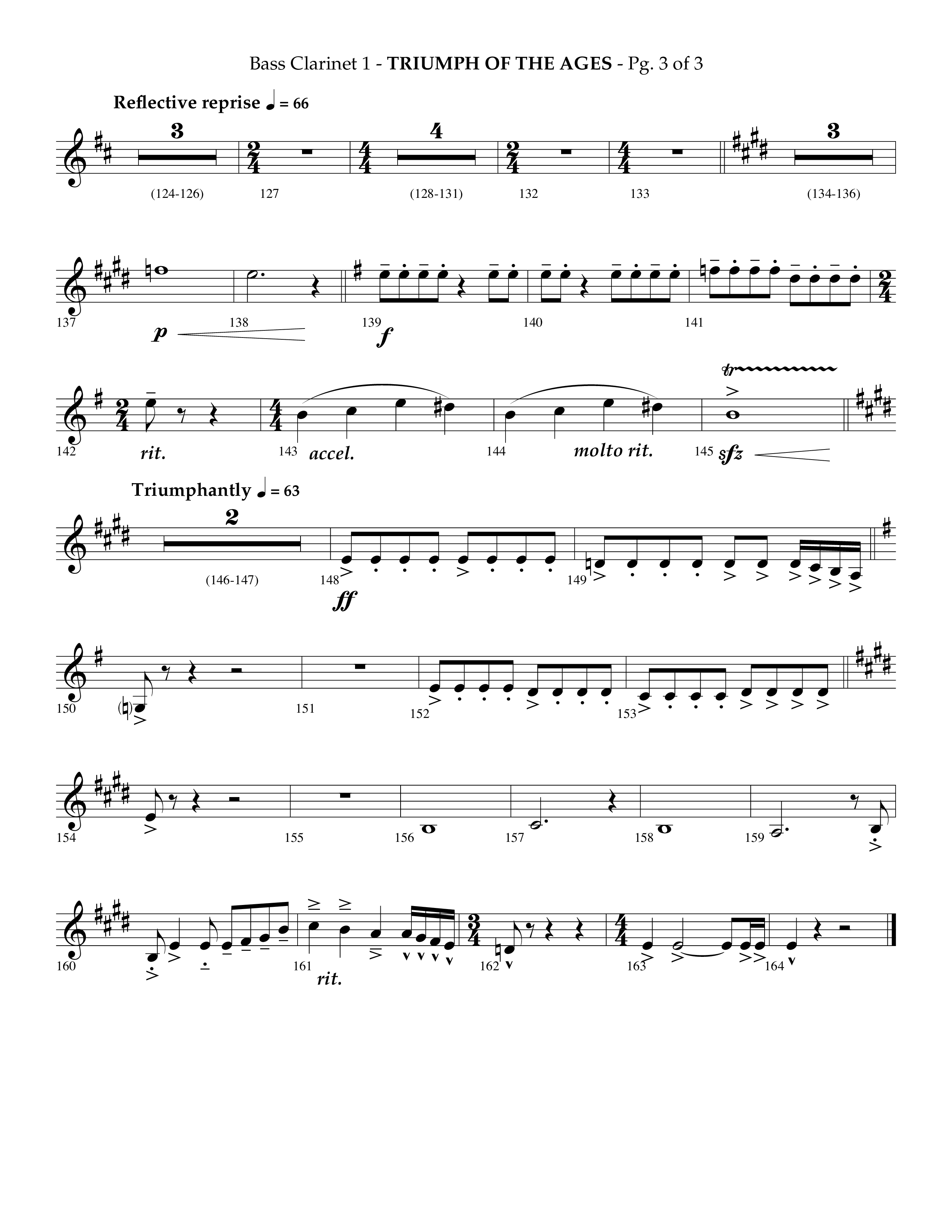 Triumph Of The Ages (Choral Anthem SATB) Bass Clarinet (Lifeway Choral / Arr. Phillip Keveren)