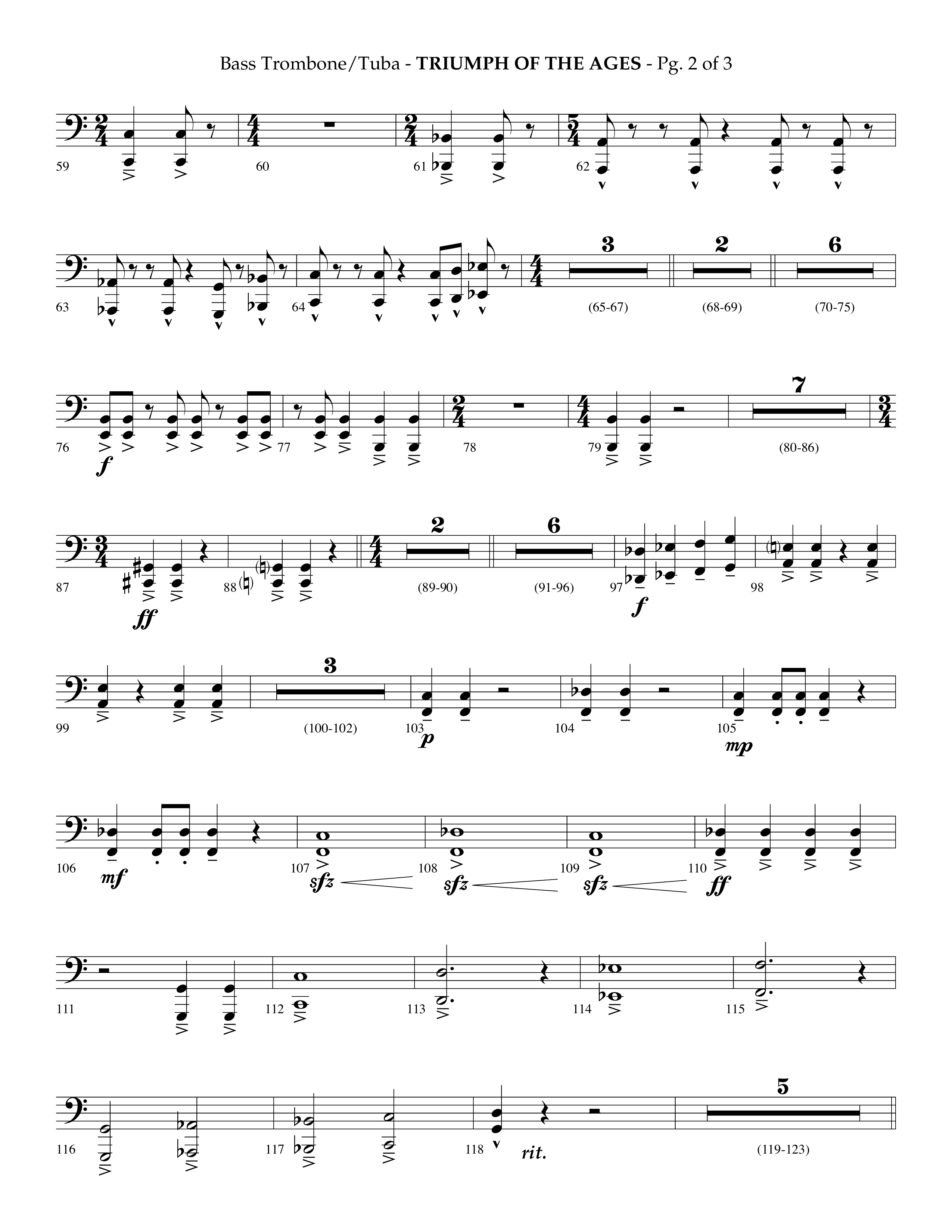 Triumph Of The Ages (Choral Anthem SATB) Bass Trombone, Tuba (Lifeway Choral / Arr. Phillip Keveren)