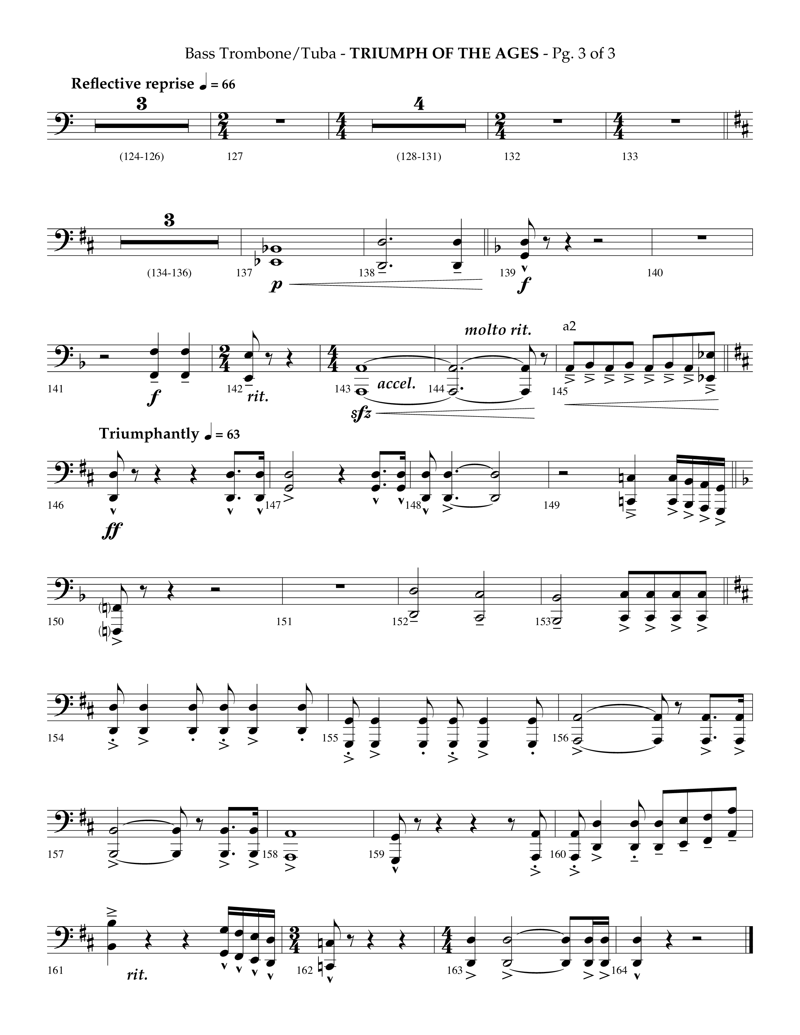 Triumph Of The Ages (Choral Anthem SATB) Bass Trombone, Tuba (Lifeway Choral / Arr. Phillip Keveren)