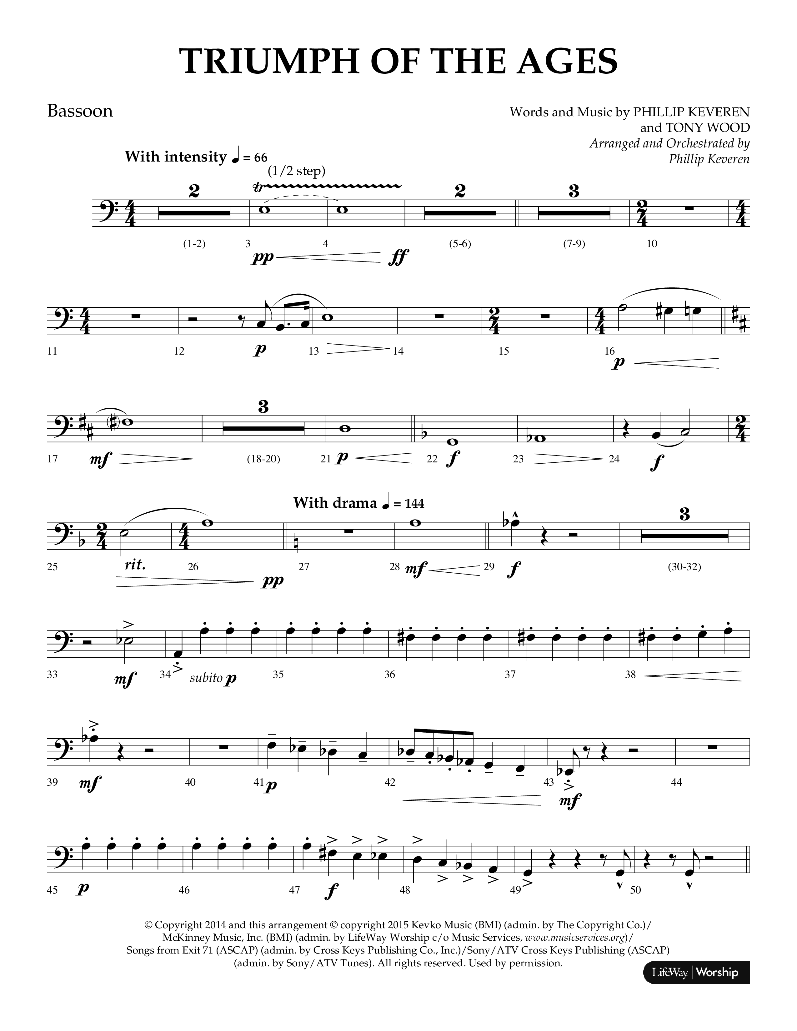 Triumph Of The Ages (Choral Anthem SATB) Bassoon (Lifeway Choral / Arr. Phillip Keveren)
