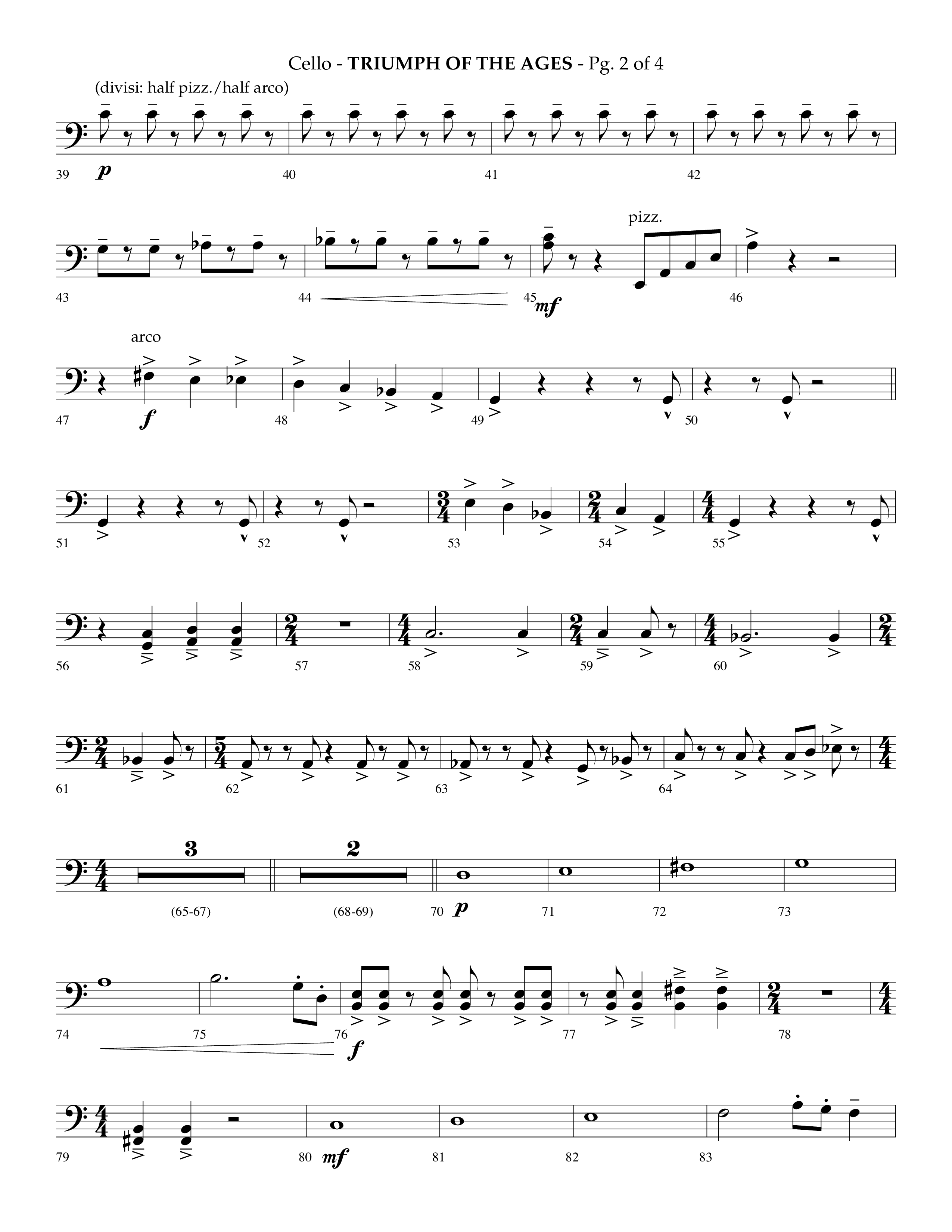 Triumph Of The Ages (Choral Anthem SATB) Cello (Lifeway Choral / Arr. Phillip Keveren)