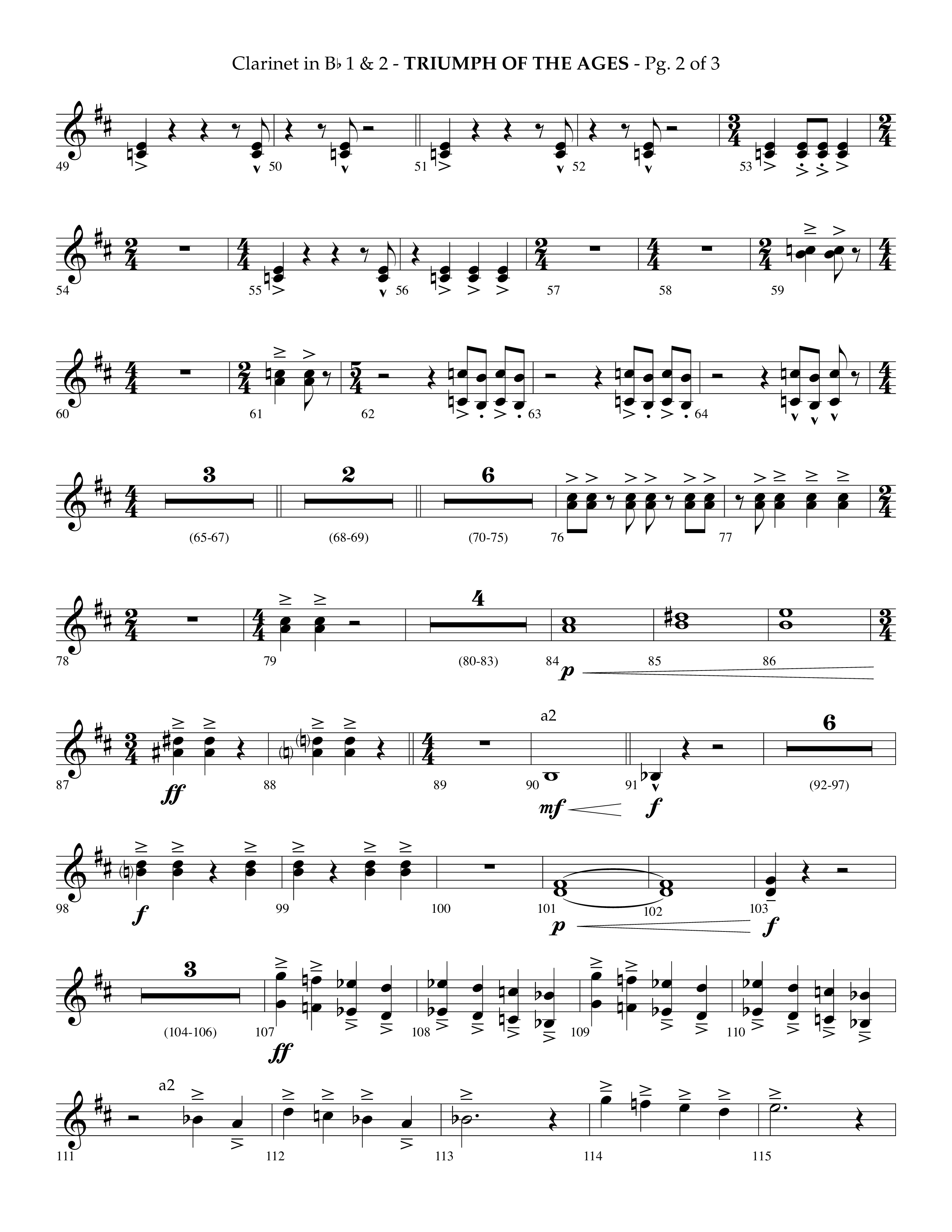 Triumph Of The Ages (Choral Anthem SATB) Clarinet 1/2 (Lifeway Choral / Arr. Phillip Keveren)