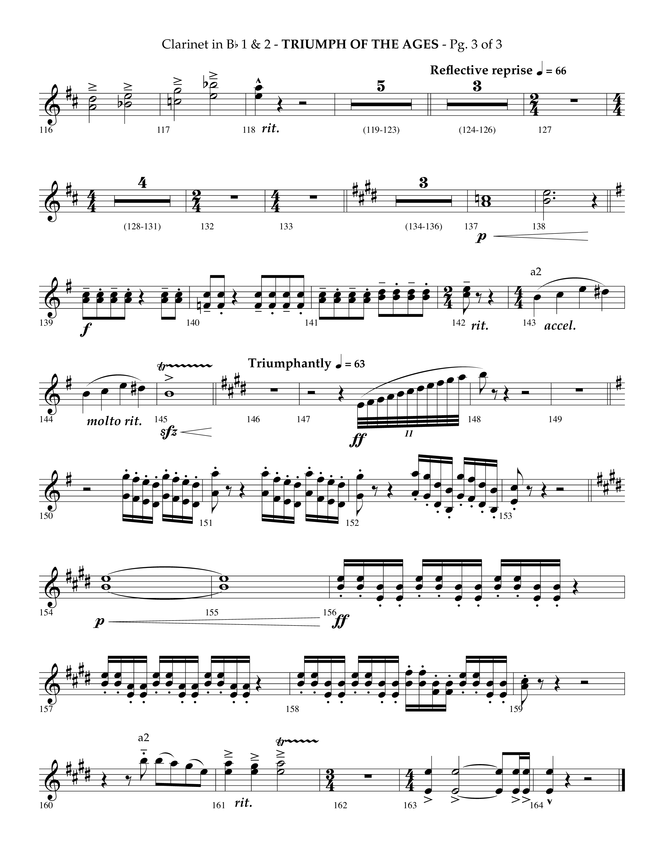 Triumph Of The Ages (Choral Anthem SATB) Clarinet 1/2 (Lifeway Choral / Arr. Phillip Keveren)