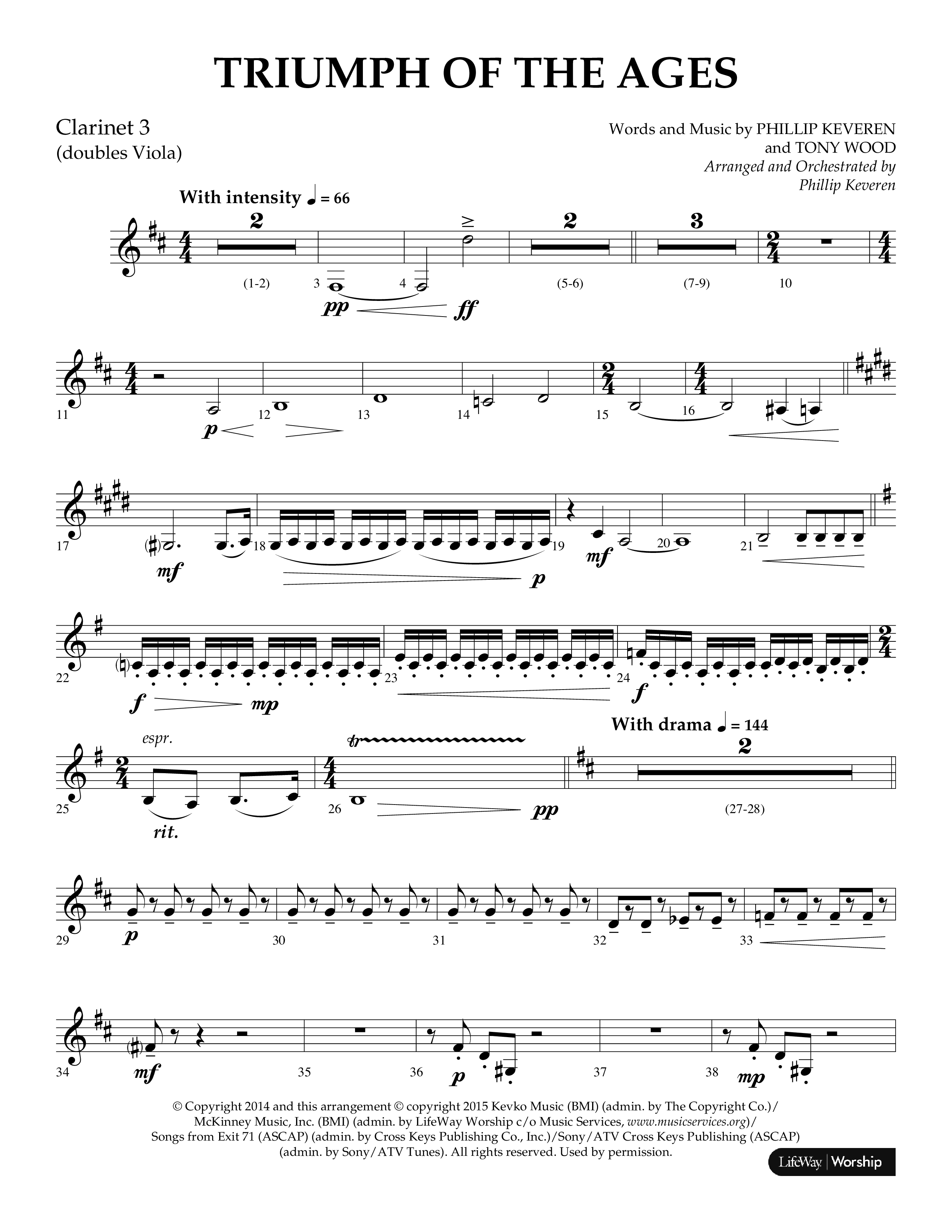 Triumph Of The Ages (Choral Anthem SATB) Clarinet 3 (Lifeway Choral / Arr. Phillip Keveren)