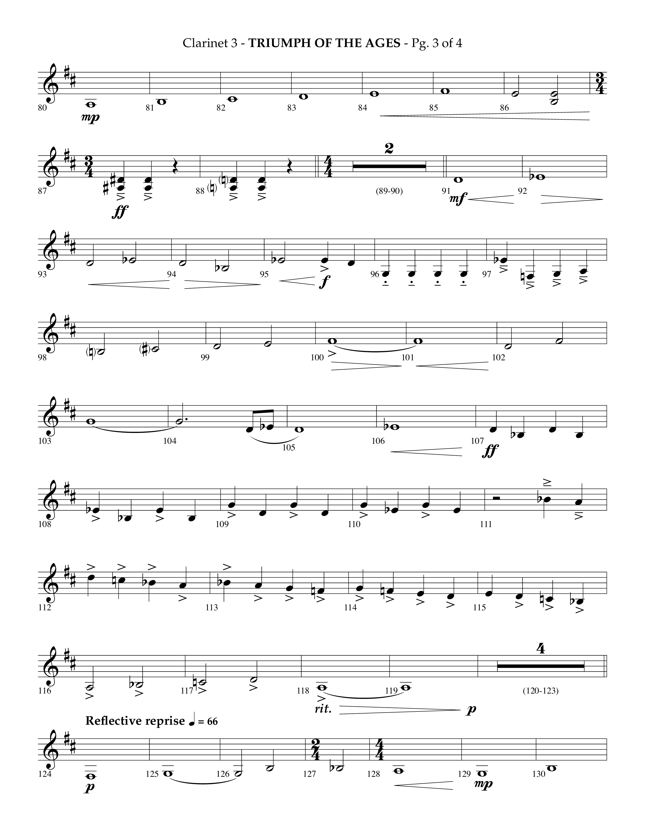 Triumph Of The Ages (Choral Anthem SATB) Clarinet 3 (Lifeway Choral / Arr. Phillip Keveren)