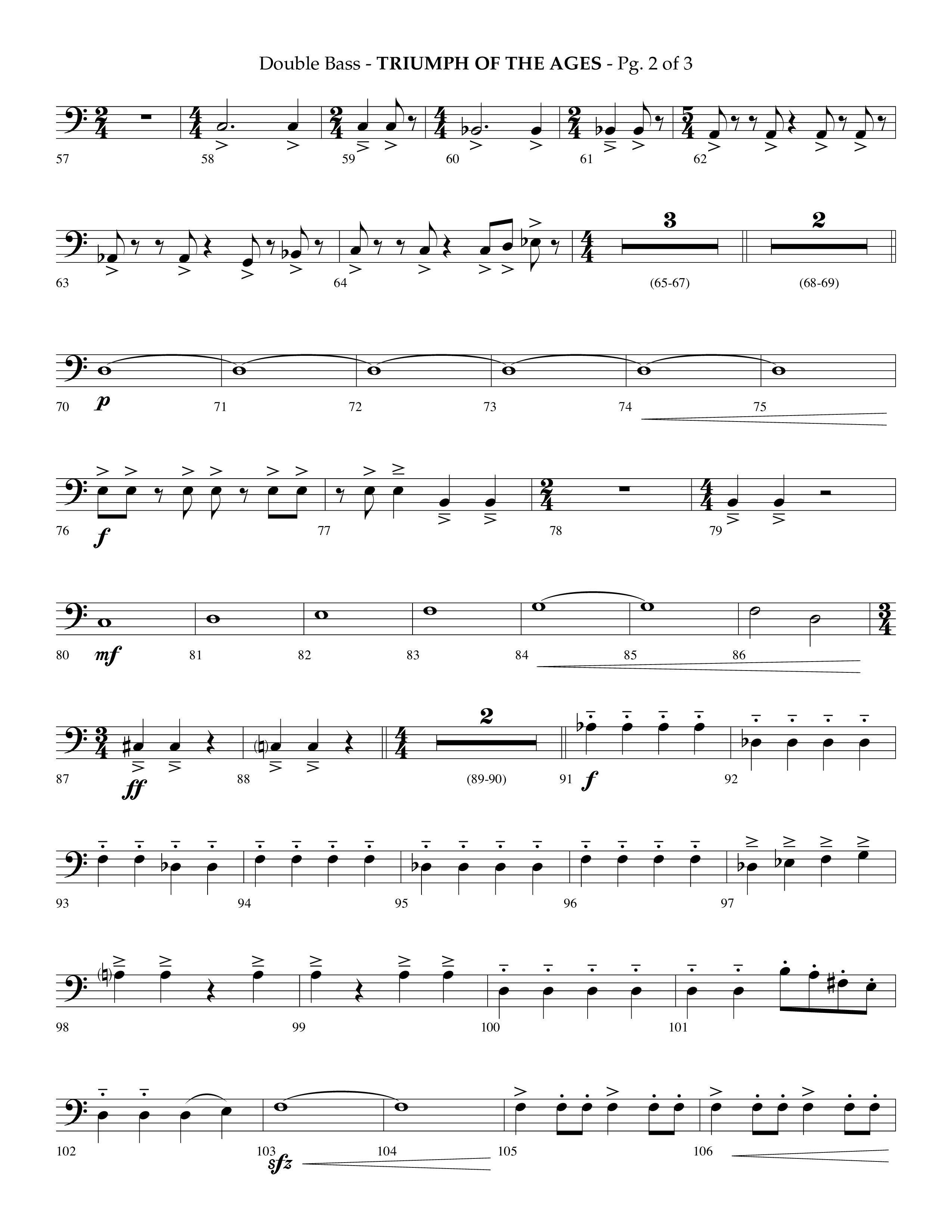 Triumph Of The Ages (Choral Anthem SATB) Double Bass (Lifeway Choral / Arr. Phillip Keveren)