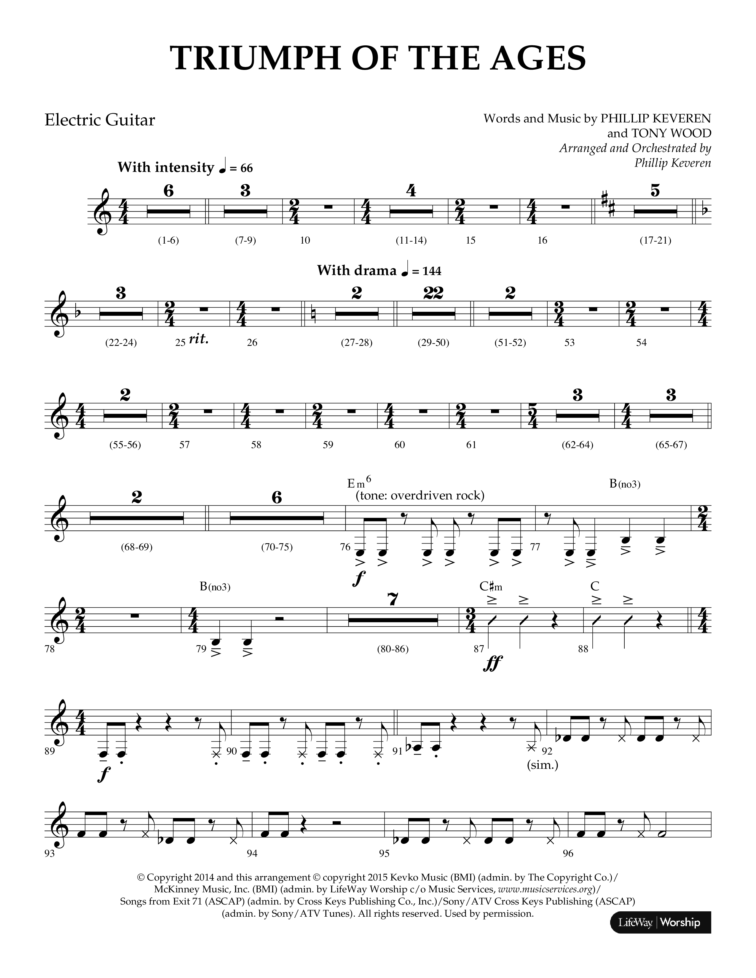 Triumph Of The Ages (Choral Anthem SATB) Electric Guitar (Lifeway Choral / Arr. Phillip Keveren)