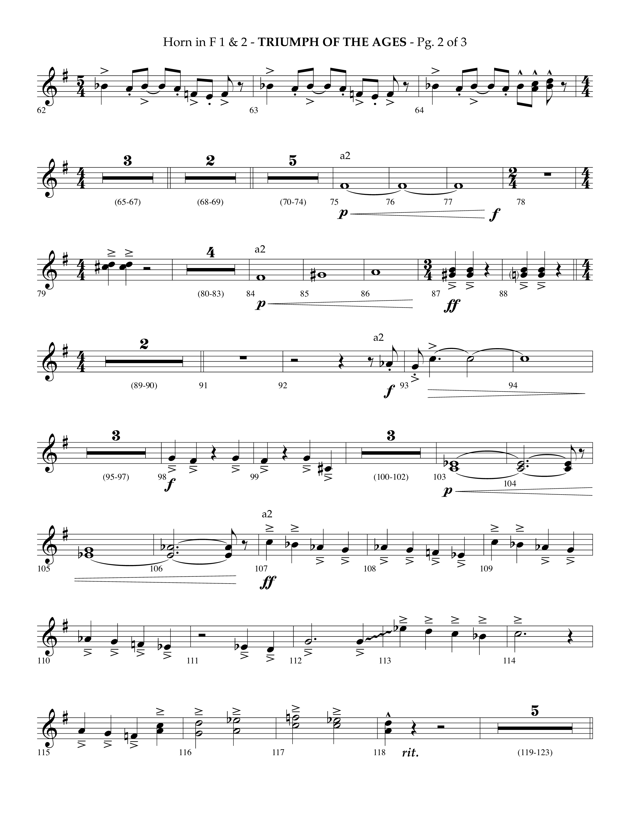 Triumph Of The Ages (Choral Anthem SATB) French Horn 1/2 (Lifeway Choral / Arr. Phillip Keveren)