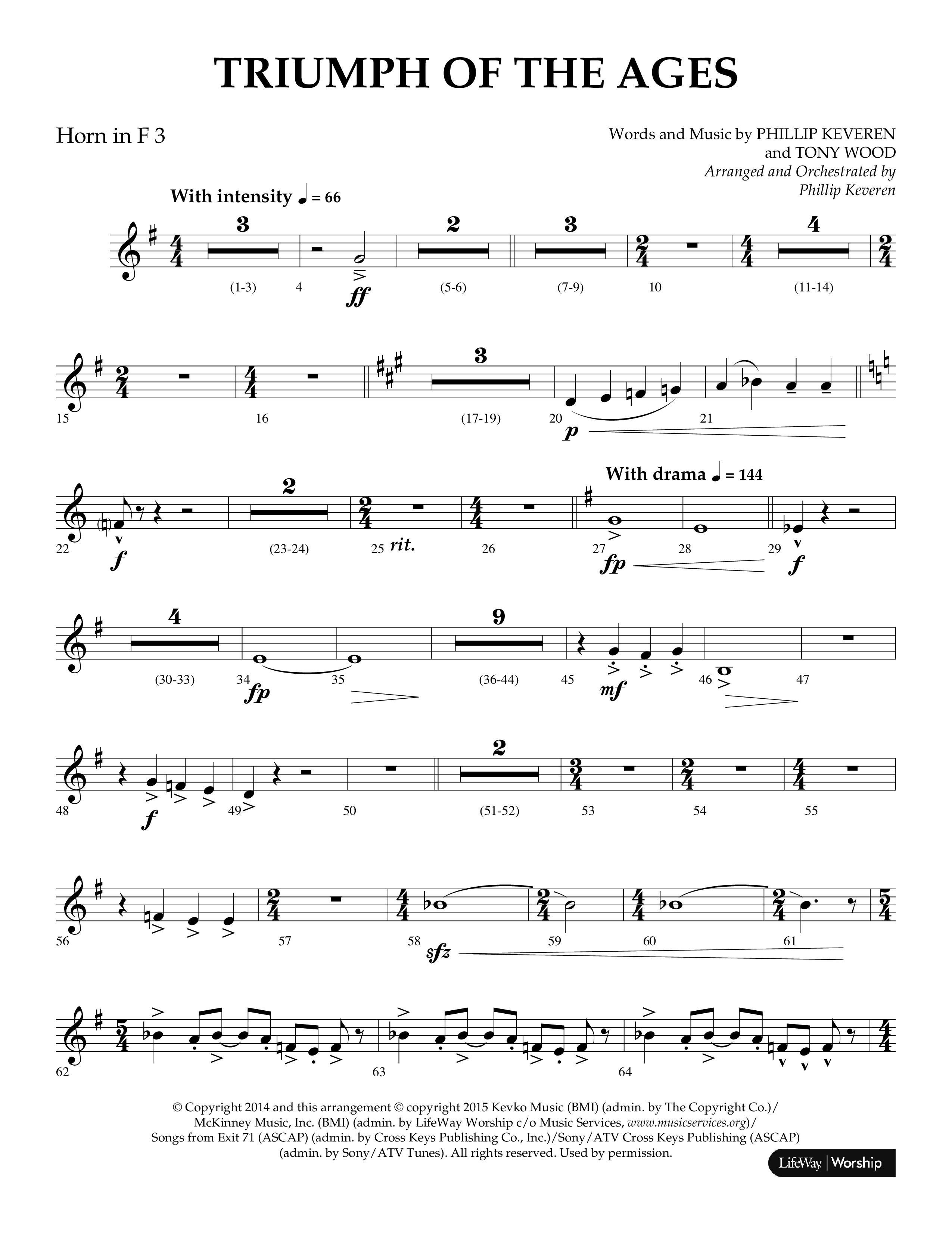 Triumph Of The Ages (Choral Anthem SATB) French Horn 3 (Lifeway Choral / Arr. Phillip Keveren)