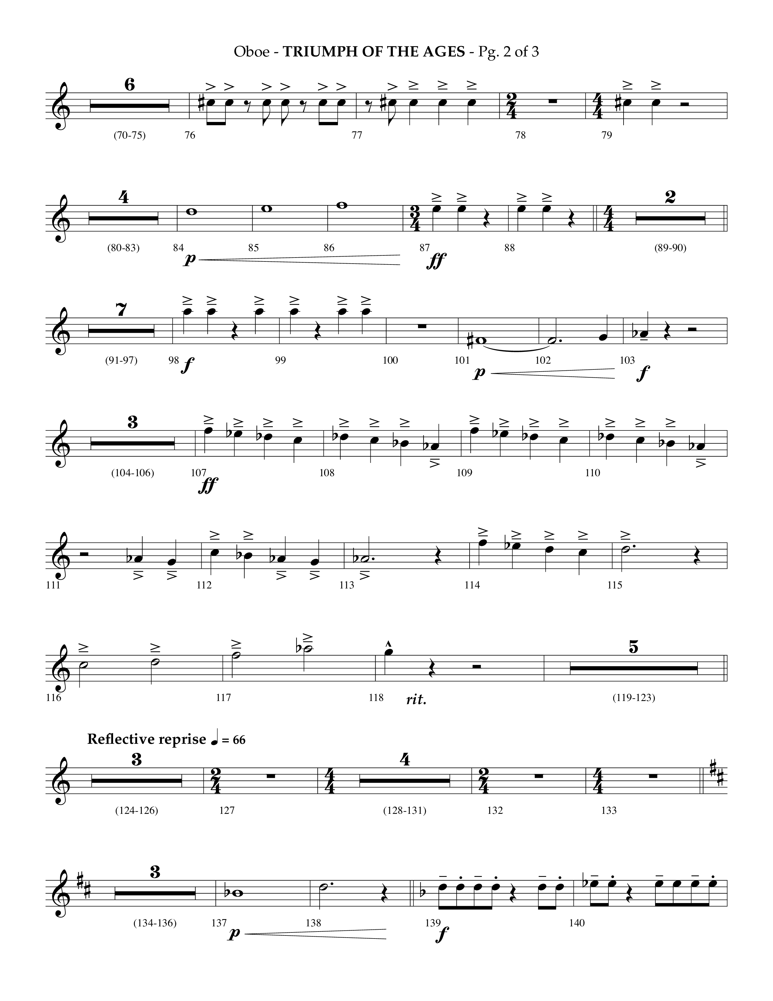 Triumph Of The Ages (Choral Anthem SATB) Oboe (Lifeway Choral / Arr. Phillip Keveren)
