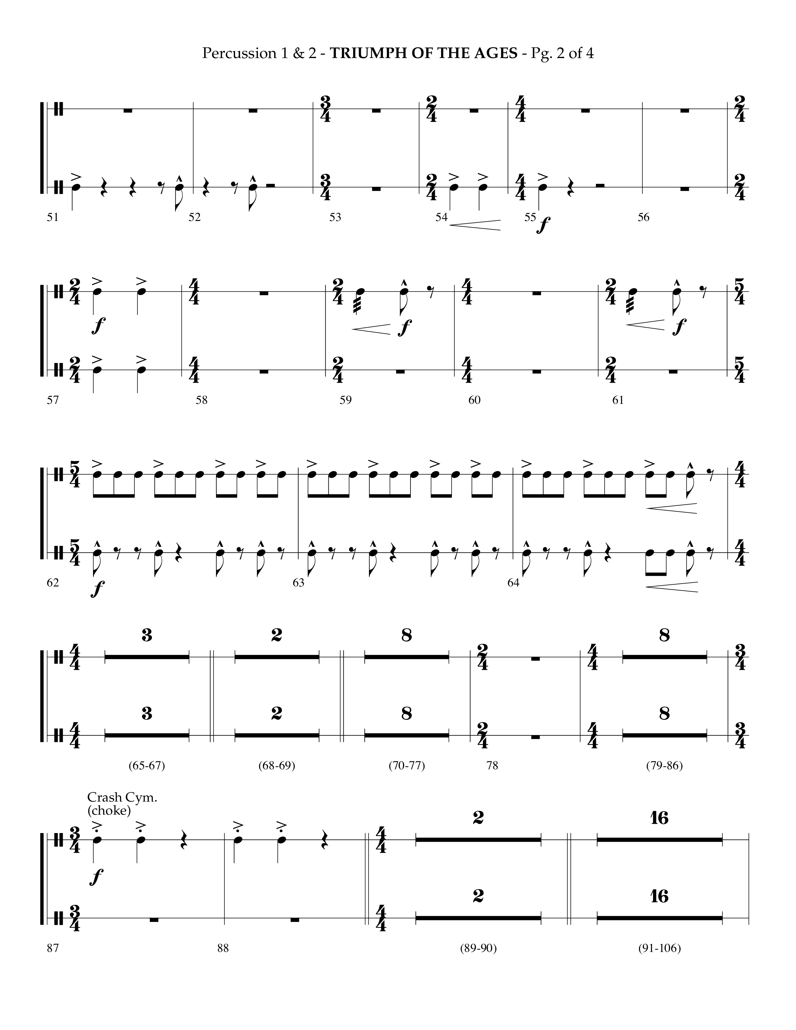 Triumph Of The Ages (Choral Anthem SATB) Percussion 1/2 (Lifeway Choral / Arr. Phillip Keveren)