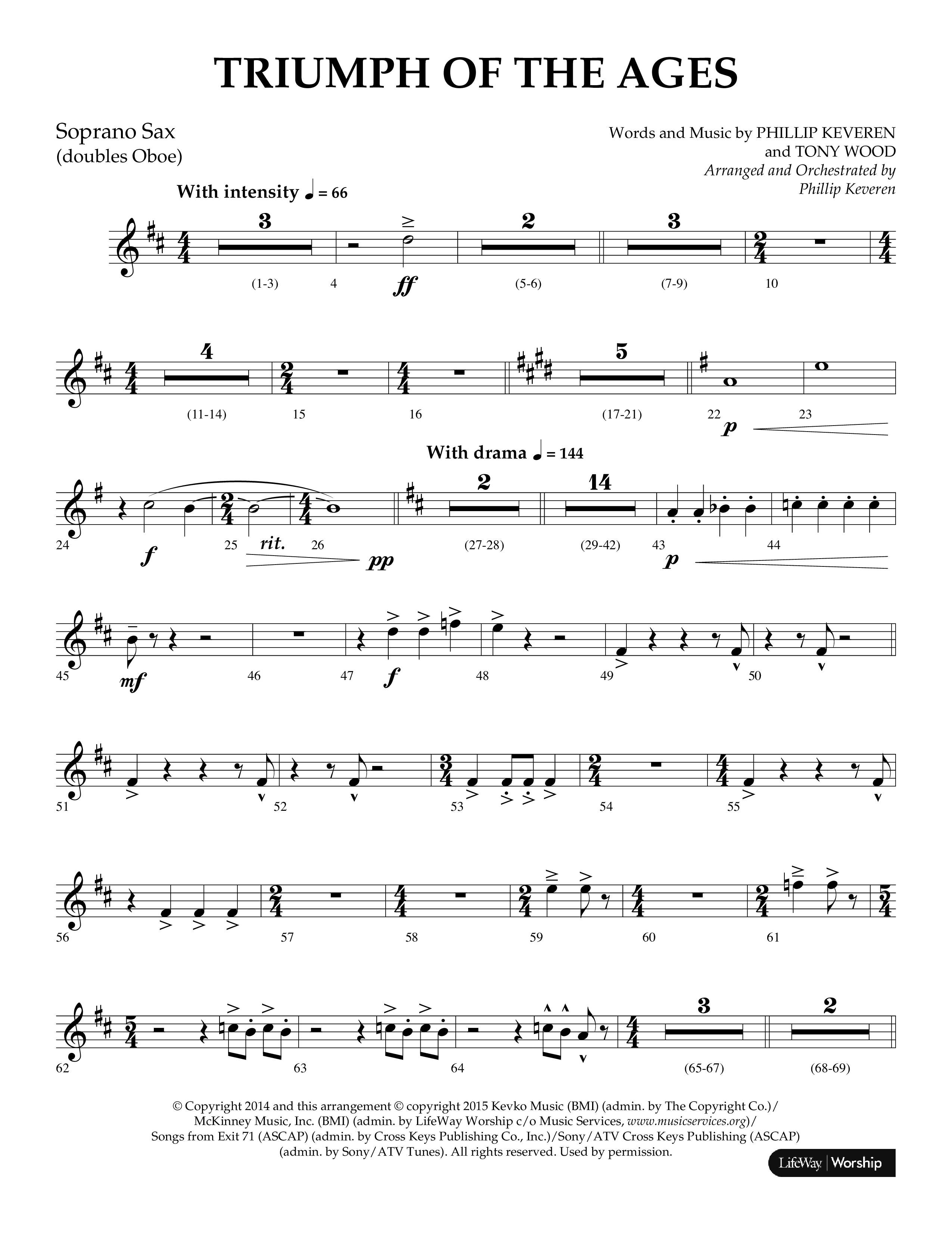 Triumph Of The Ages (Choral Anthem SATB) Soprano Sax (Lifeway Choral / Arr. Phillip Keveren)