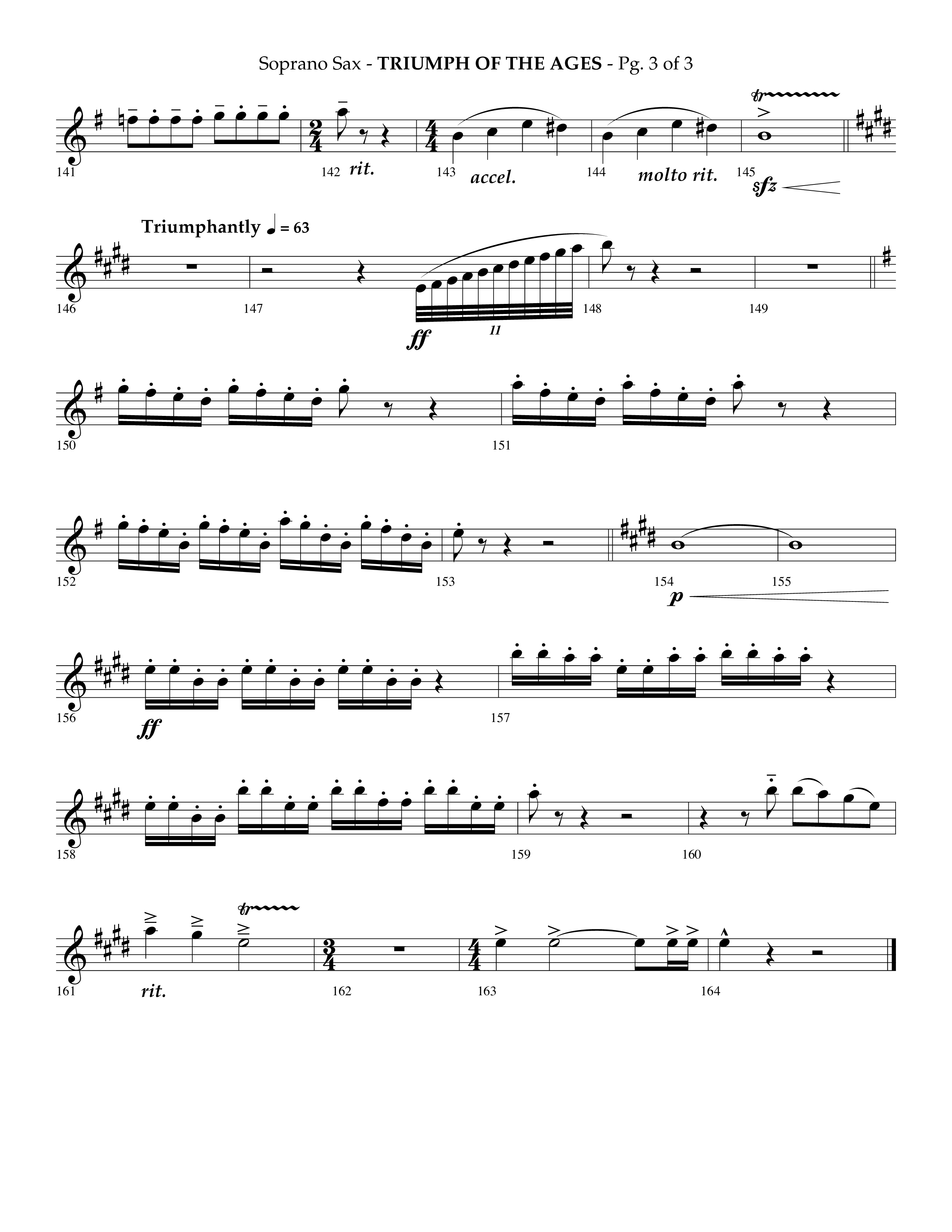 Triumph Of The Ages (Choral Anthem SATB) Soprano Sax (Lifeway Choral / Arr. Phillip Keveren)