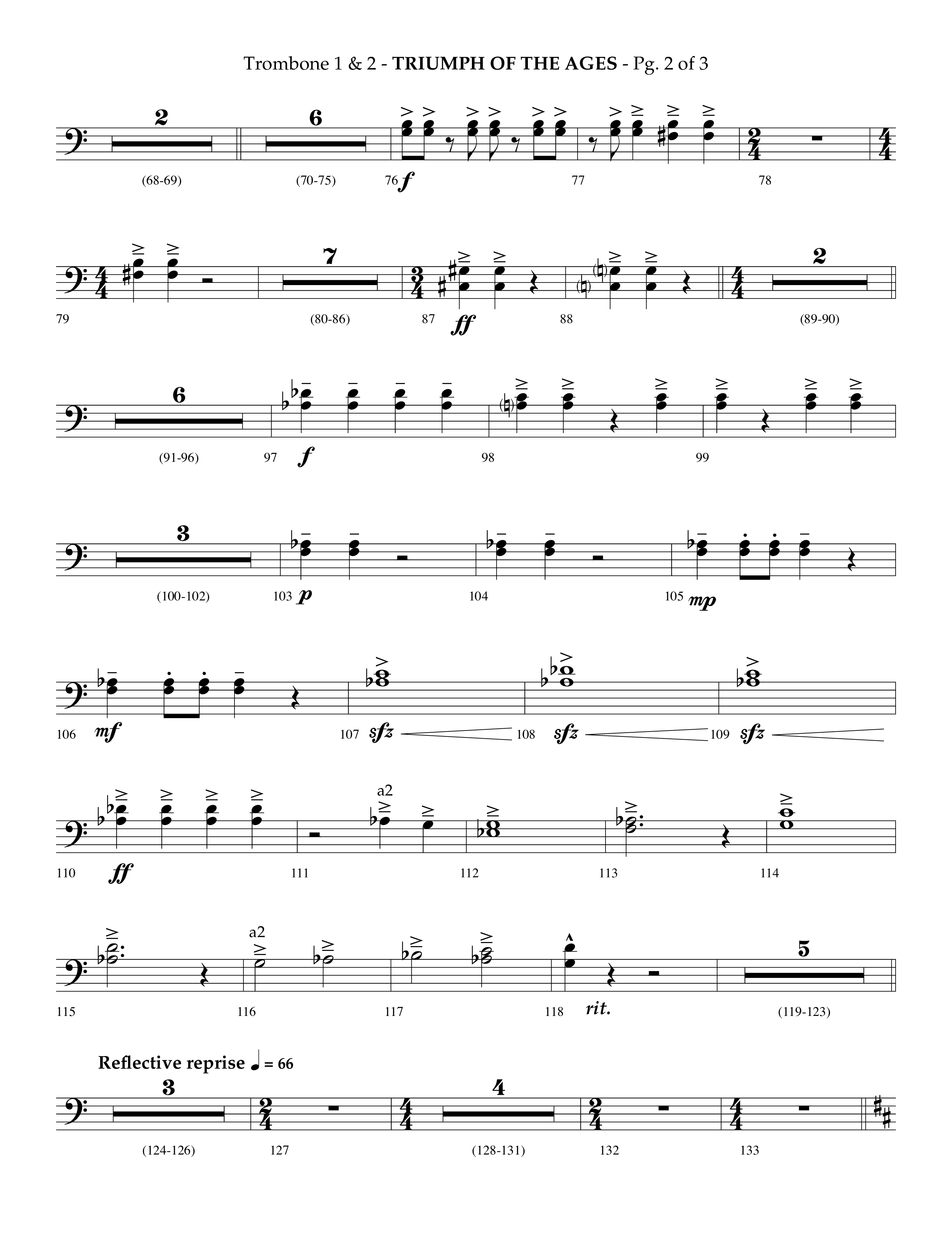 Triumph Of The Ages (Choral Anthem SATB) Trombone 1/2 (Lifeway Choral / Arr. Phillip Keveren)