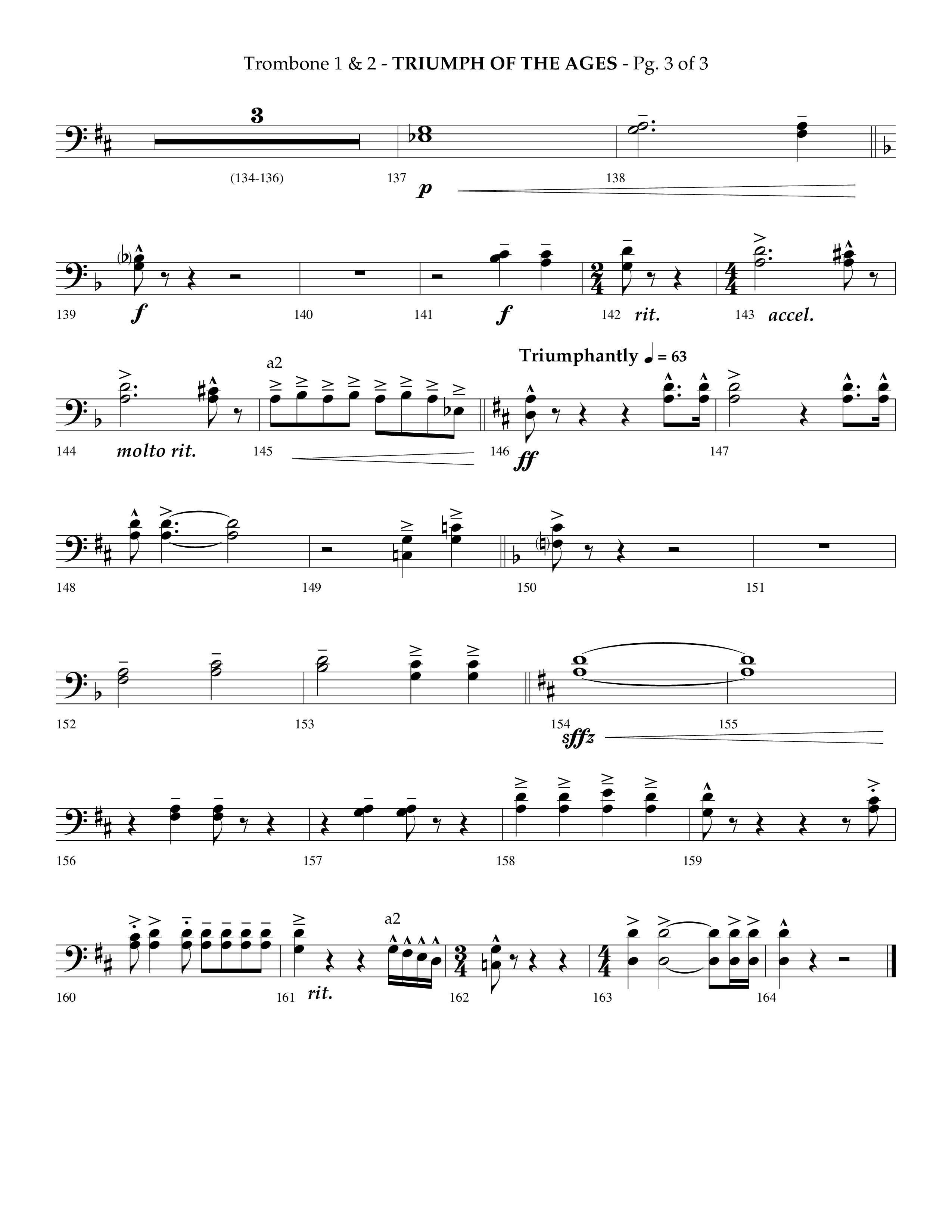 Triumph Of The Ages (Choral Anthem SATB) Trombone 1/2 (Lifeway Choral / Arr. Phillip Keveren)