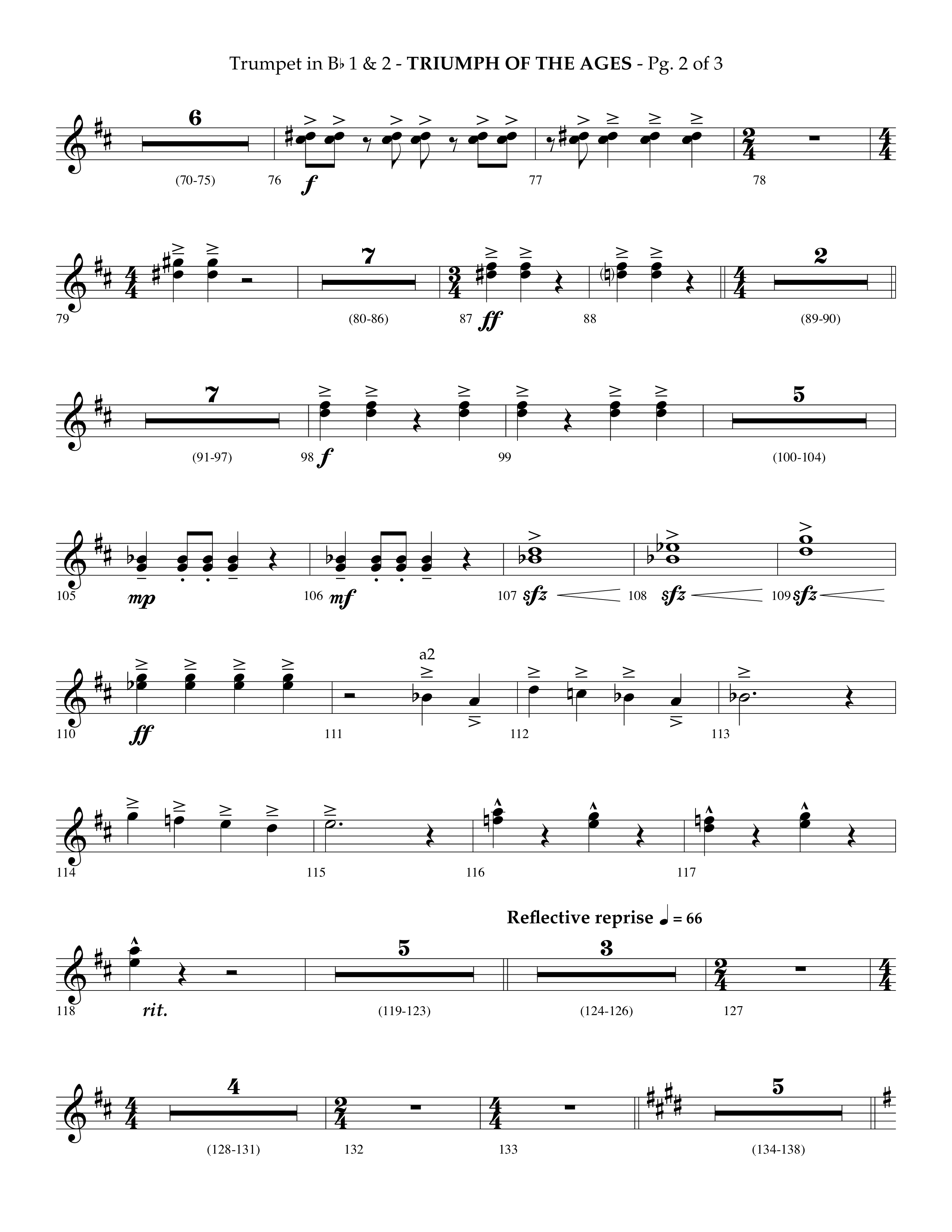 Triumph Of The Ages (Choral Anthem SATB) Trumpet 1,2 (Lifeway Choral / Arr. Phillip Keveren)