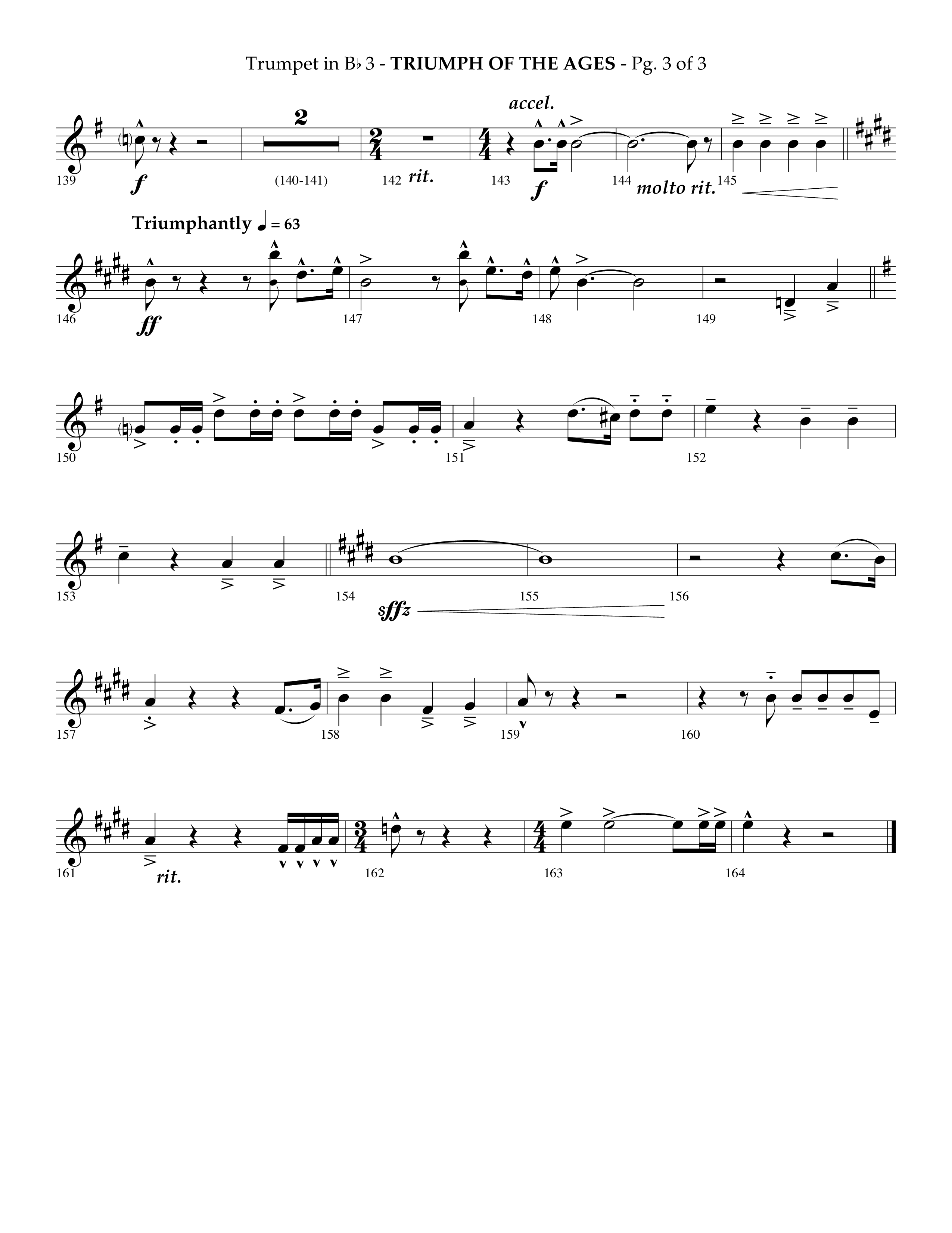Triumph Of The Ages (Choral Anthem SATB) Trumpet 3 (Lifeway Choral / Arr. Phillip Keveren)