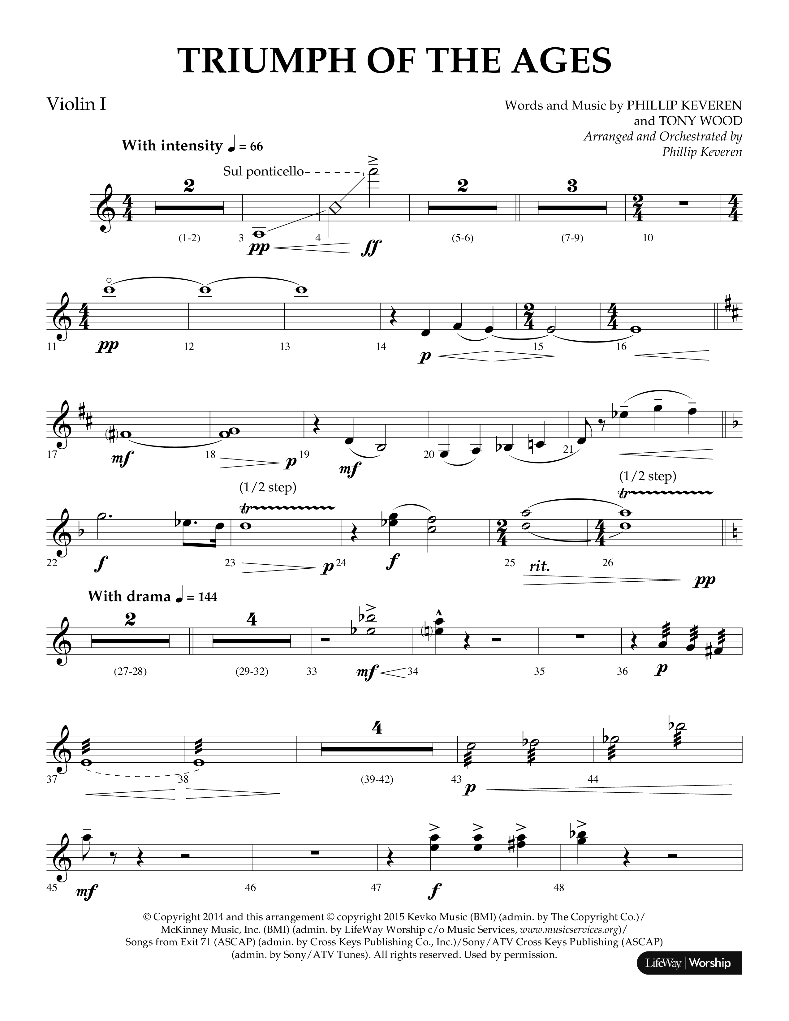 Triumph Of The Ages (Choral Anthem SATB) Violin 1 (Lifeway Choral / Arr. Phillip Keveren)
