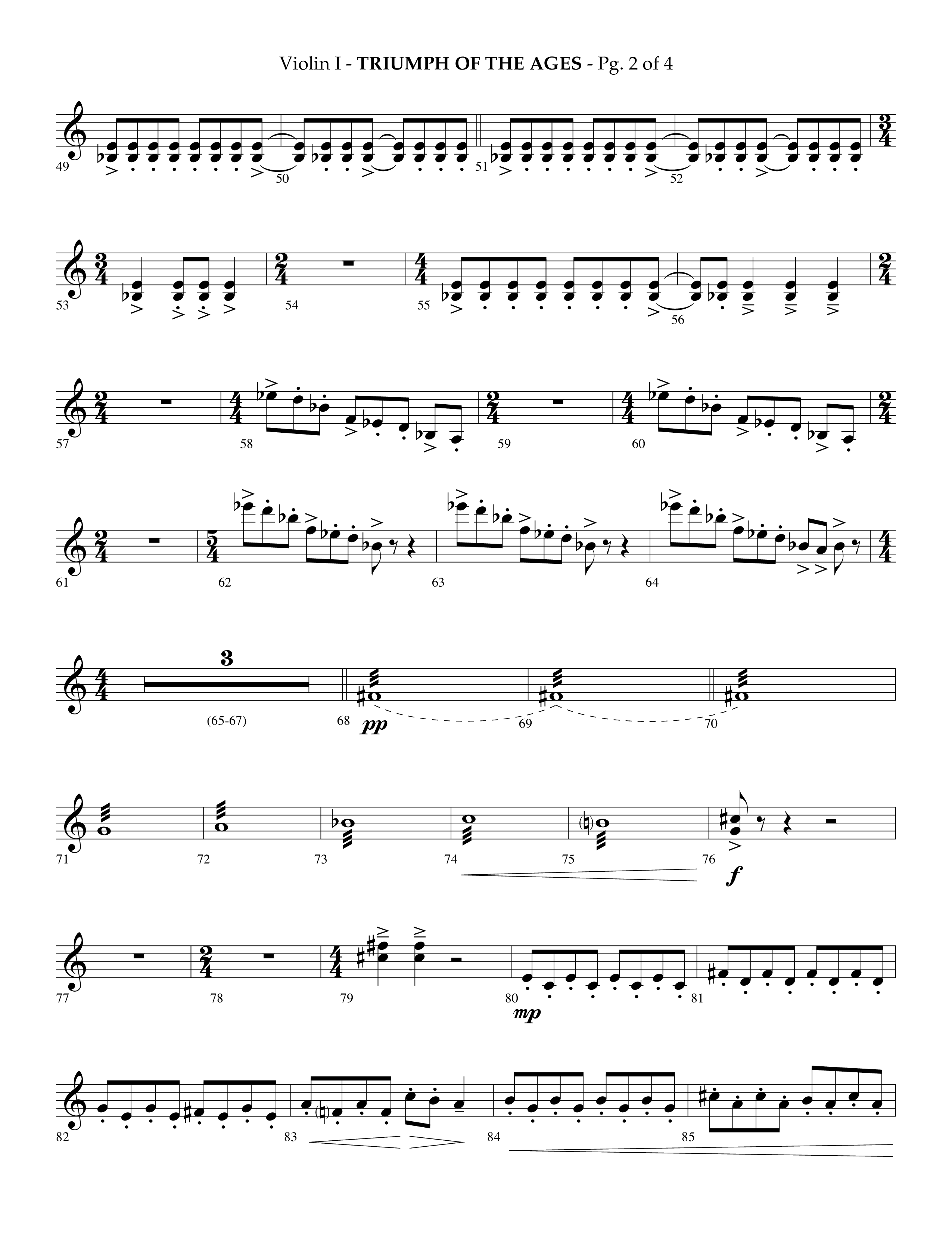 Triumph Of The Ages (Choral Anthem SATB) Violin 1 (Lifeway Choral / Arr. Phillip Keveren)