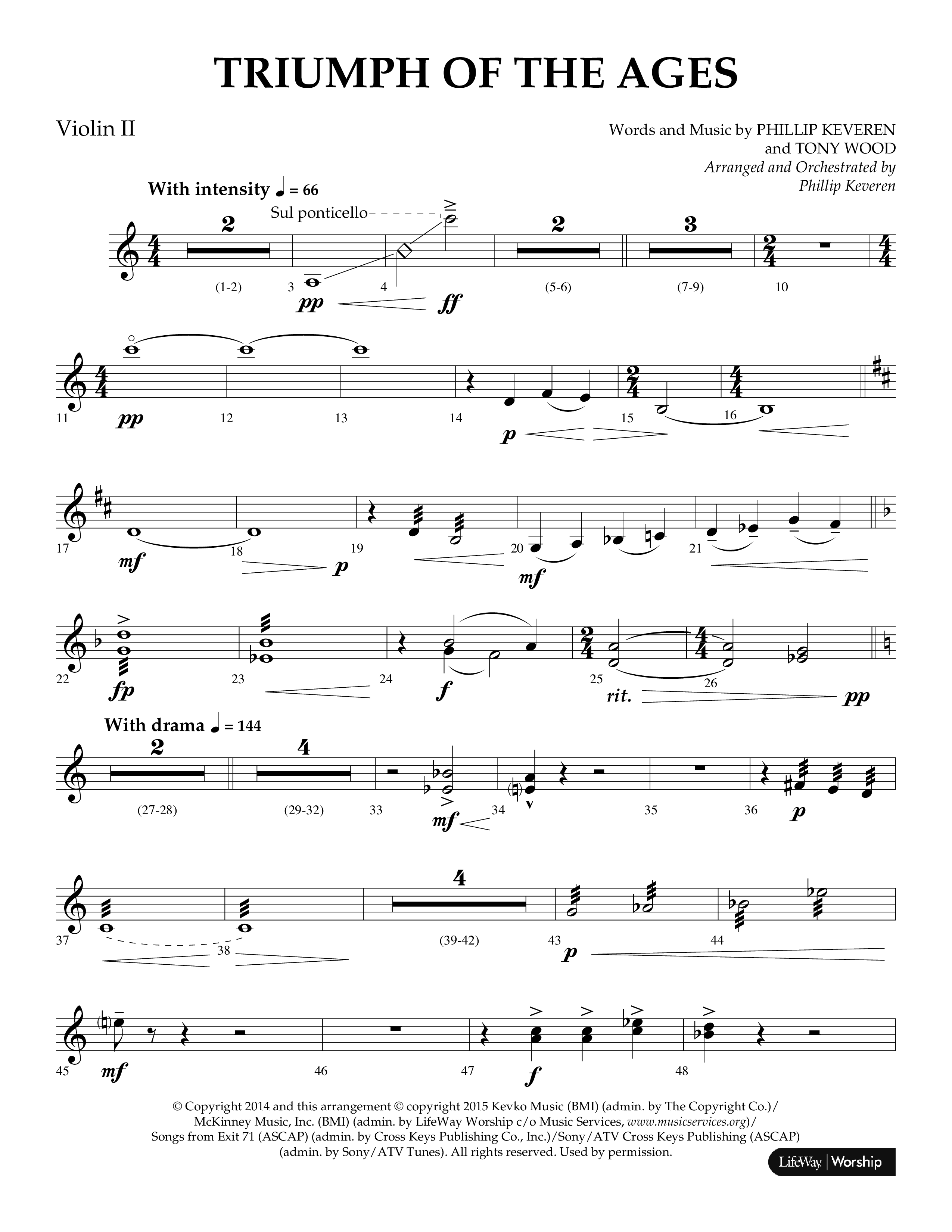 Triumph Of The Ages (Choral Anthem SATB) Violin 2 (Lifeway Choral / Arr. Phillip Keveren)