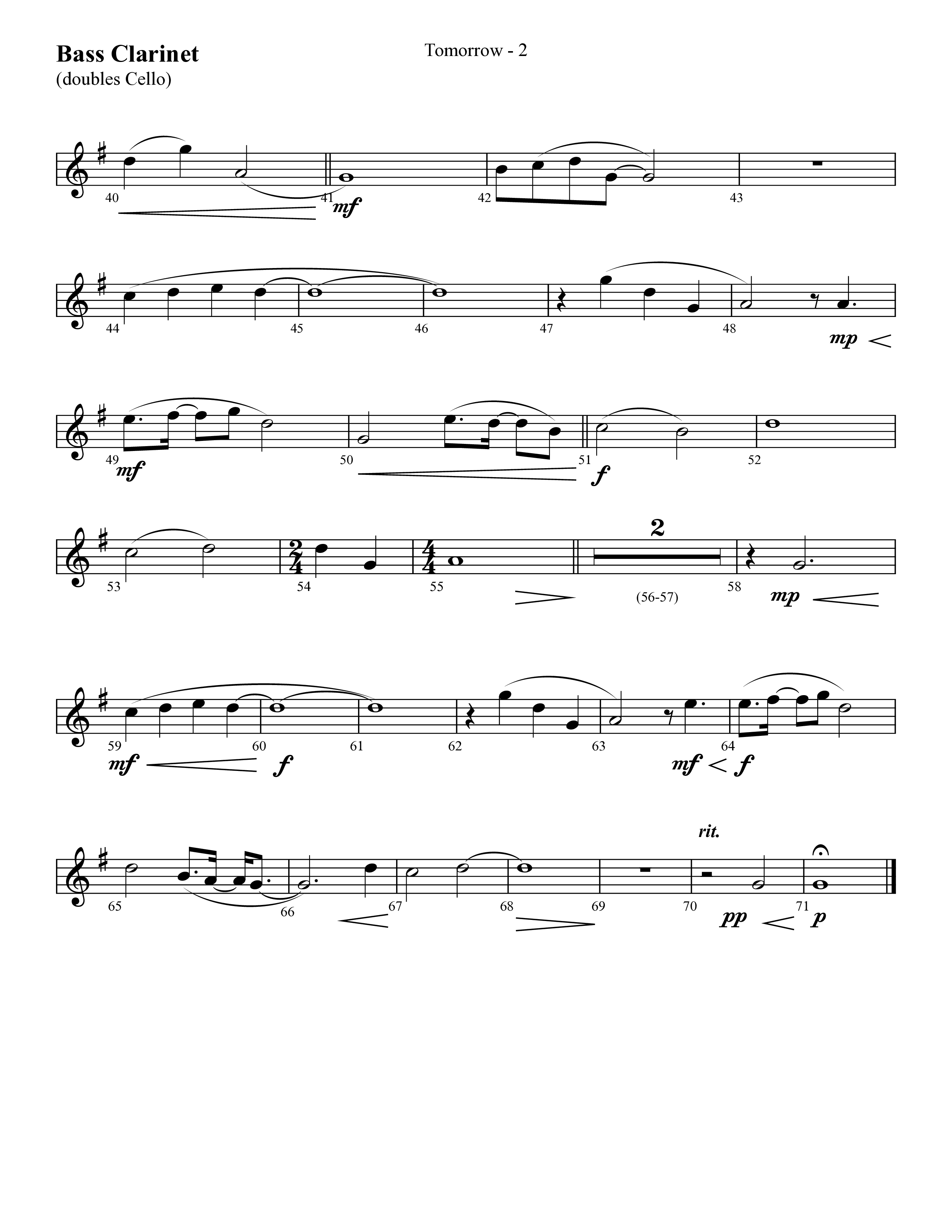 Tomorrow (Choral Anthem SATB) Bass Clarinet (Lifeway Choral / Arr. Cliff Duren)
