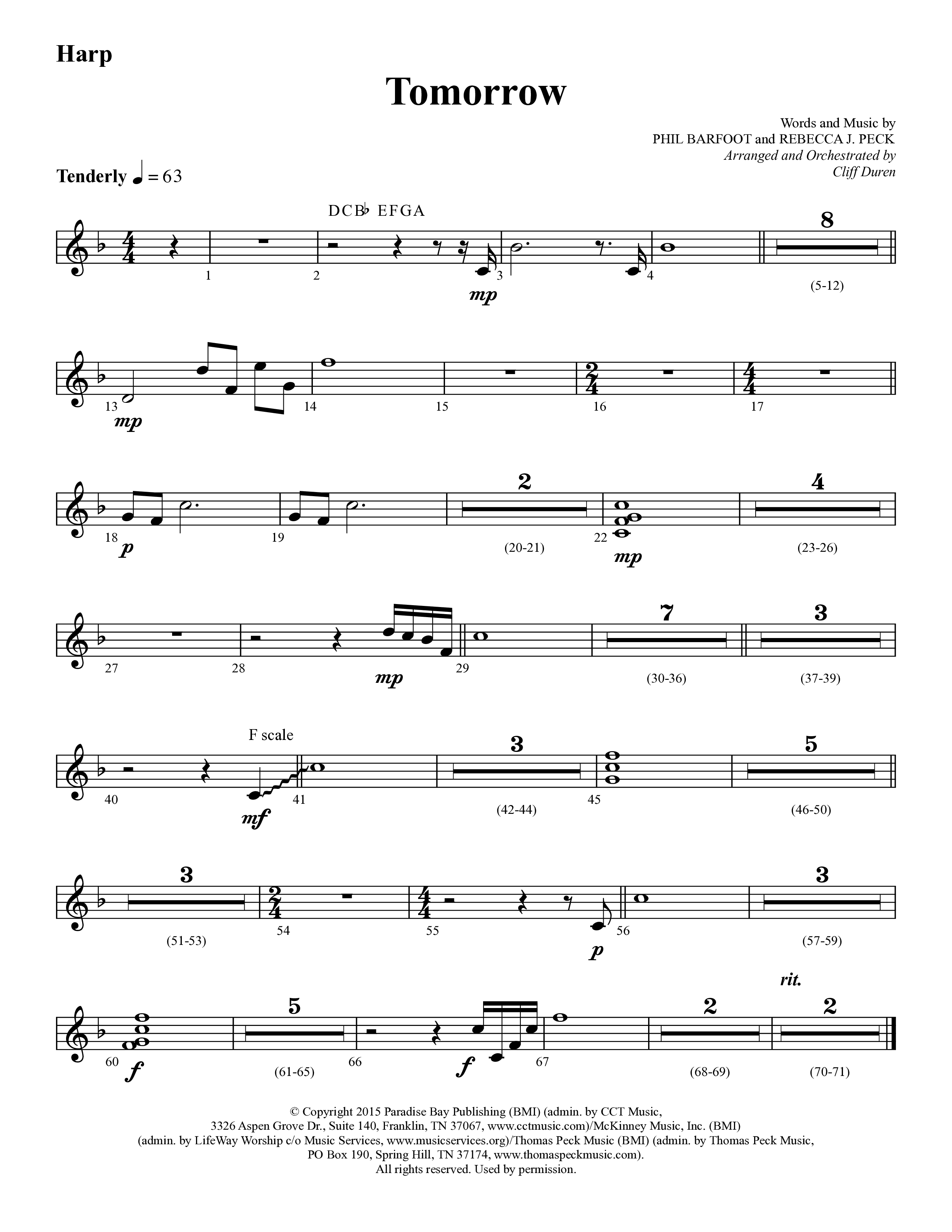 Tomorrow (Choral Anthem SATB) Harp (Lifeway Choral / Arr. Cliff Duren)