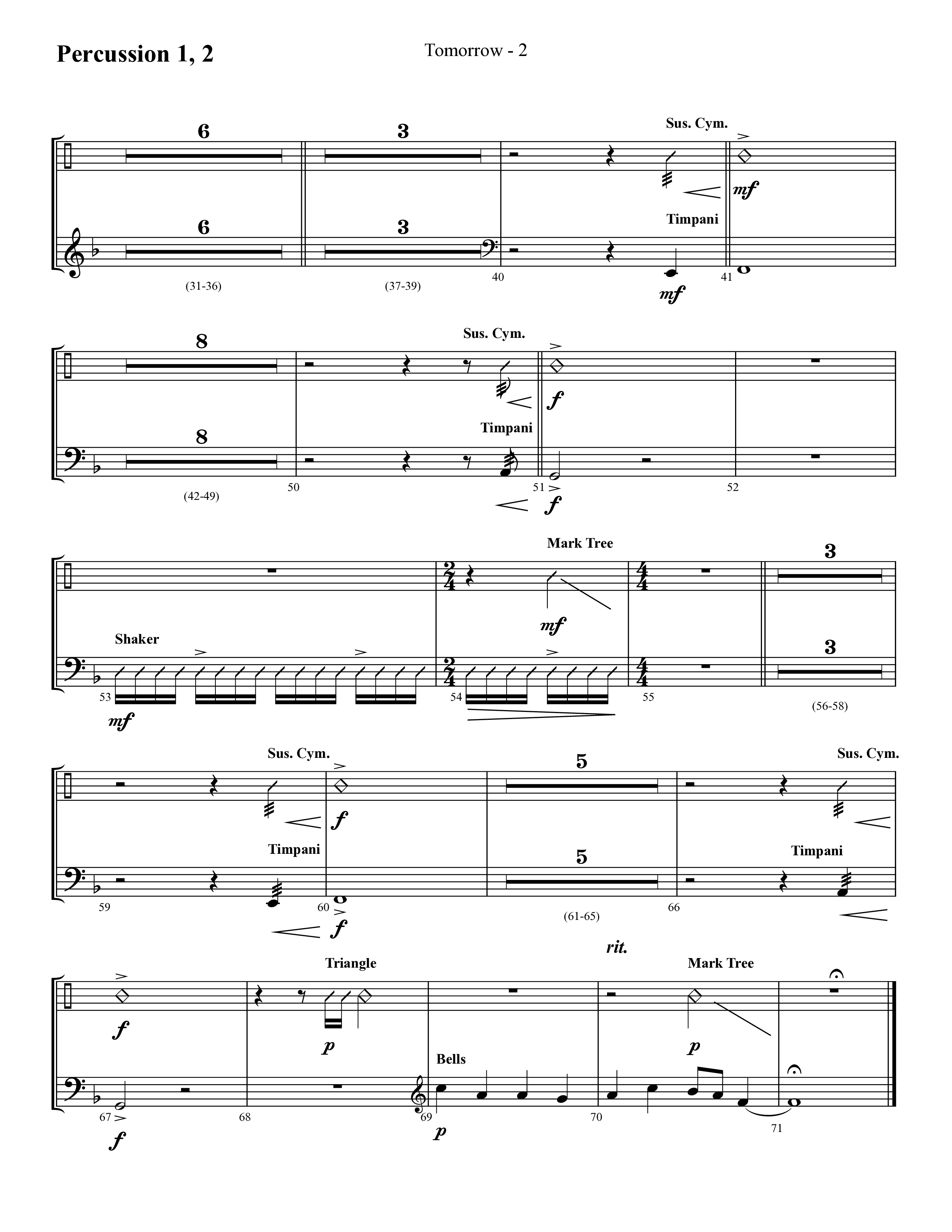 Tomorrow (Choral Anthem SATB) Percussion 1/2 (Lifeway Choral / Arr. Cliff Duren)
