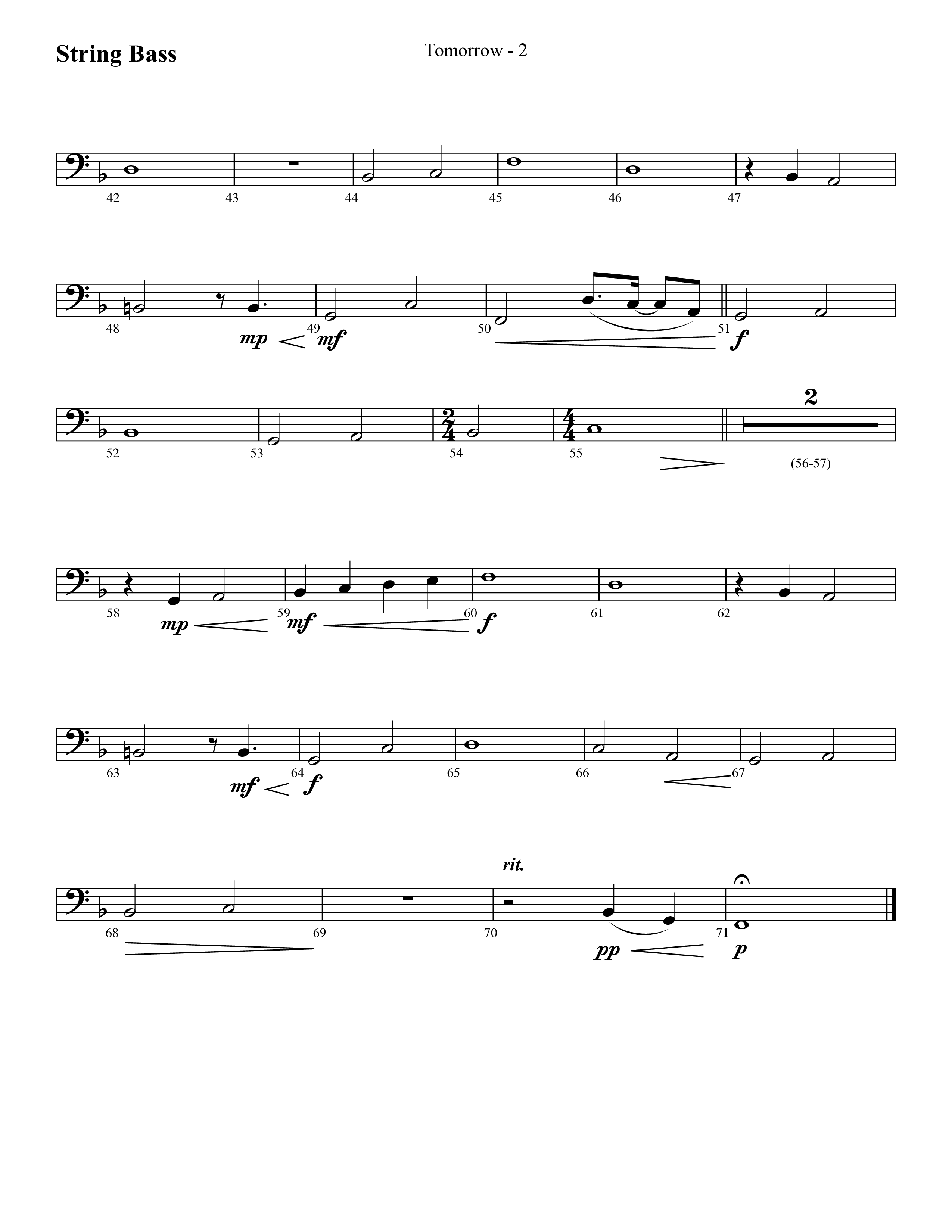 Tomorrow (Choral Anthem SATB) String Bass (Lifeway Choral / Arr. Cliff Duren)