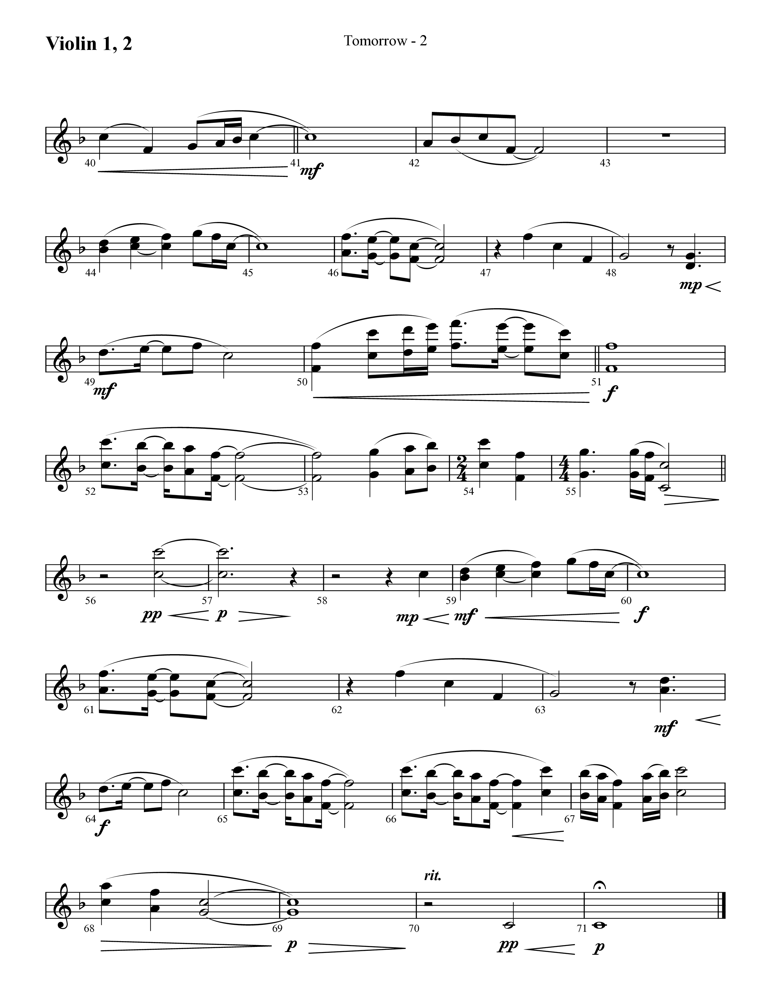 Tomorrow (Choral Anthem SATB) Violin 1/2 (Lifeway Choral / Arr. Cliff Duren)