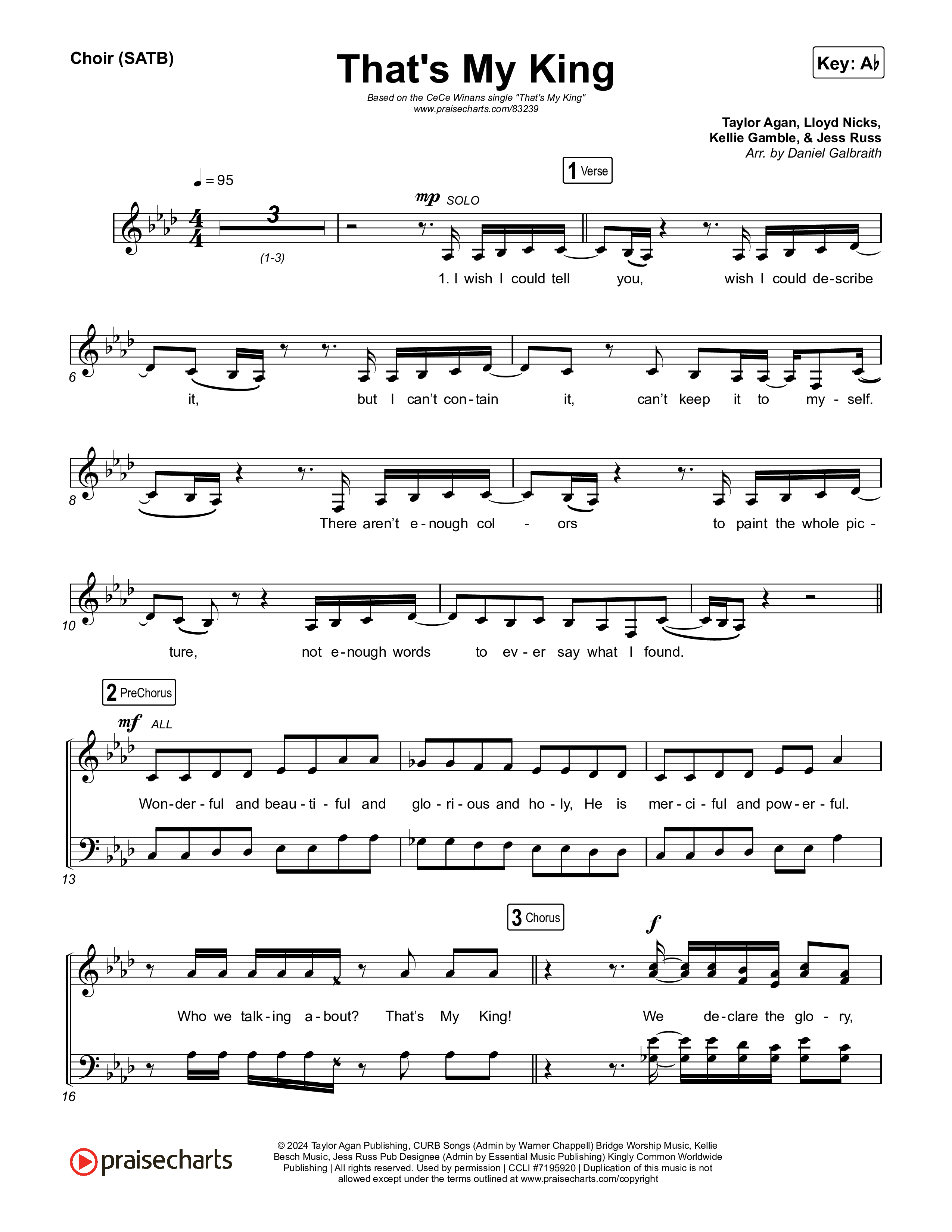 That's My King Choir Sheet (SATB) (CeCe Winans)