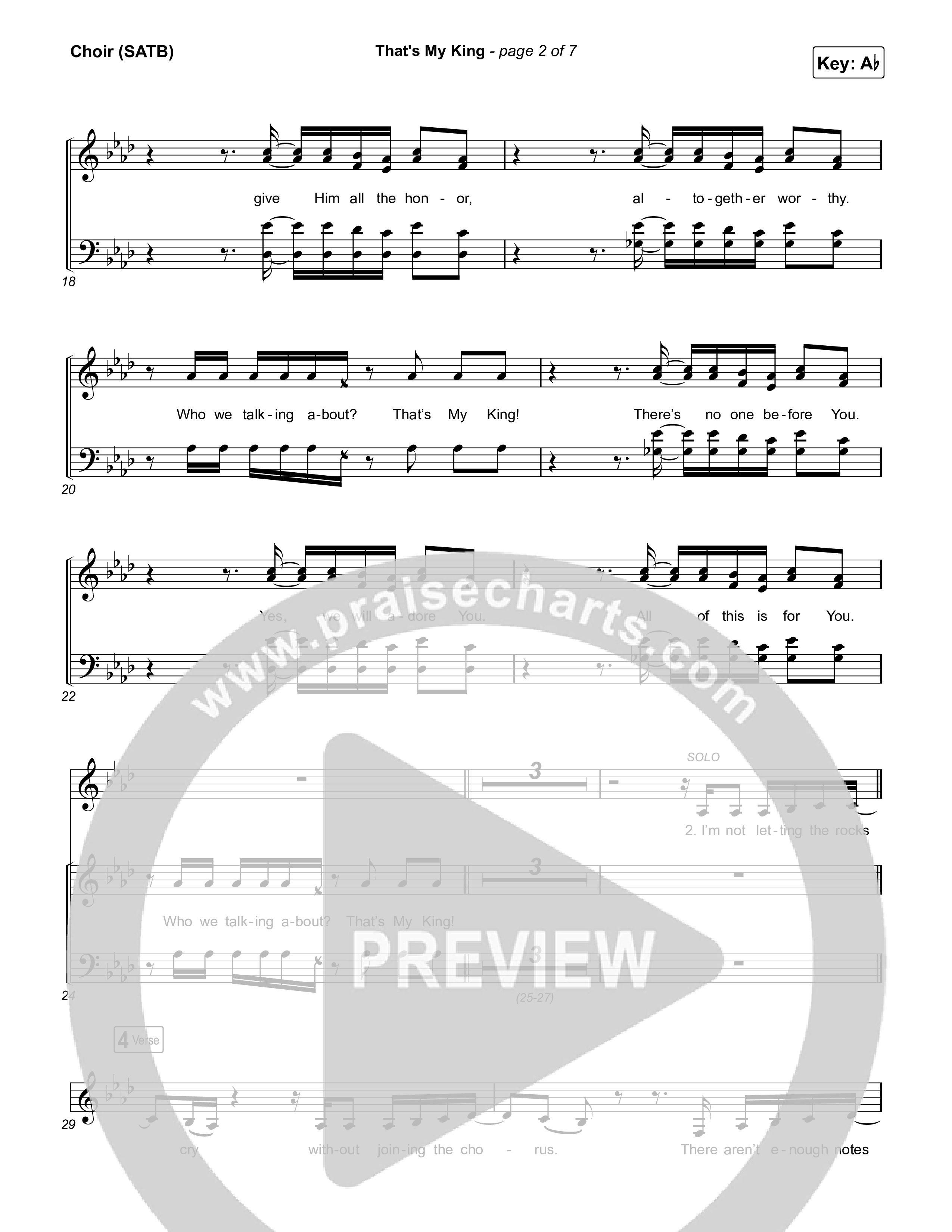 That's My King Choir Sheet (SATB) (CeCe Winans)