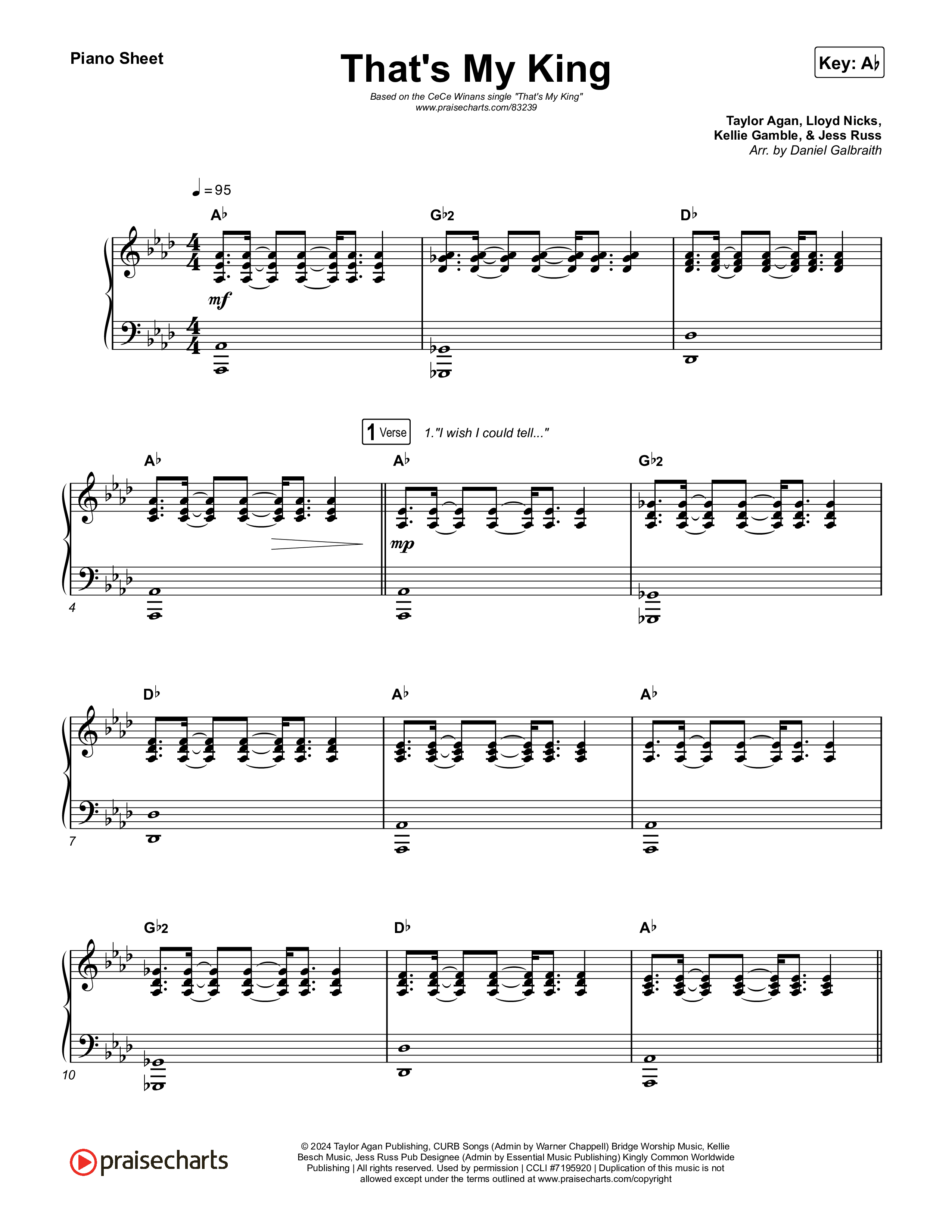 That's My King Piano Sheet (CeCe Winans)