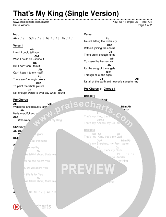 That's My King (Single Version) Chords & Lyrics (CeCe Winans)