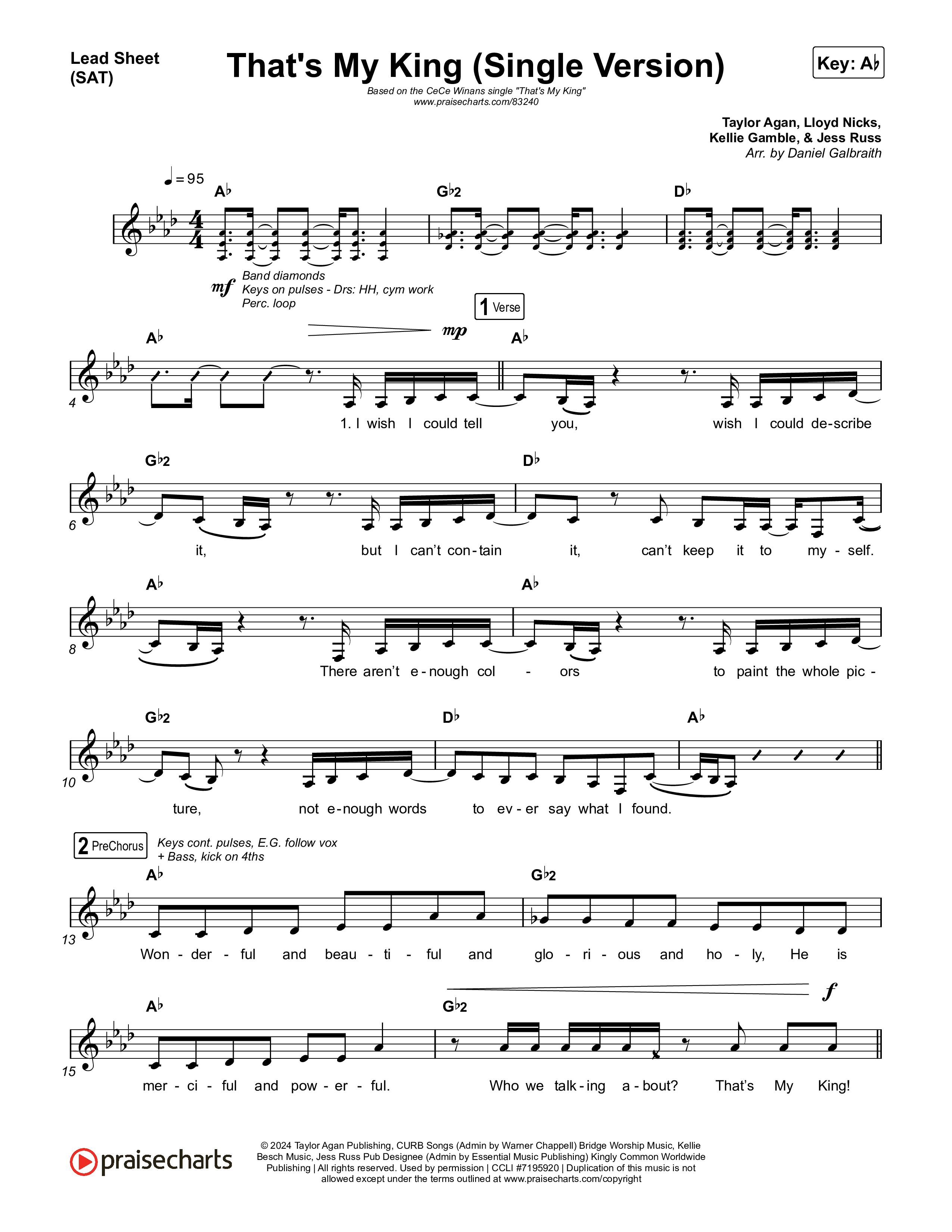 That's My King (Single Version) Lead Sheet (SAT) (CeCe Winans)