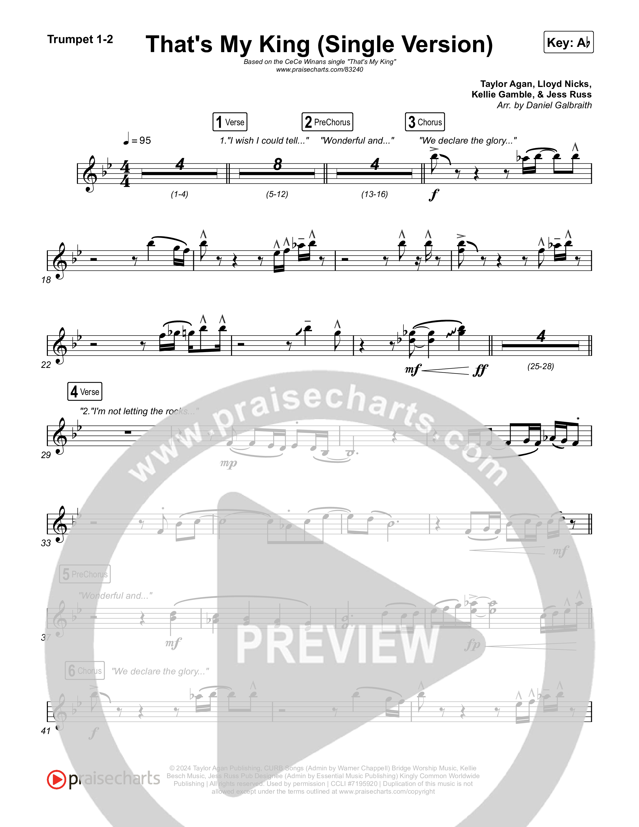 That's My King (Single Version) Trumpet 1,2 (CeCe Winans)