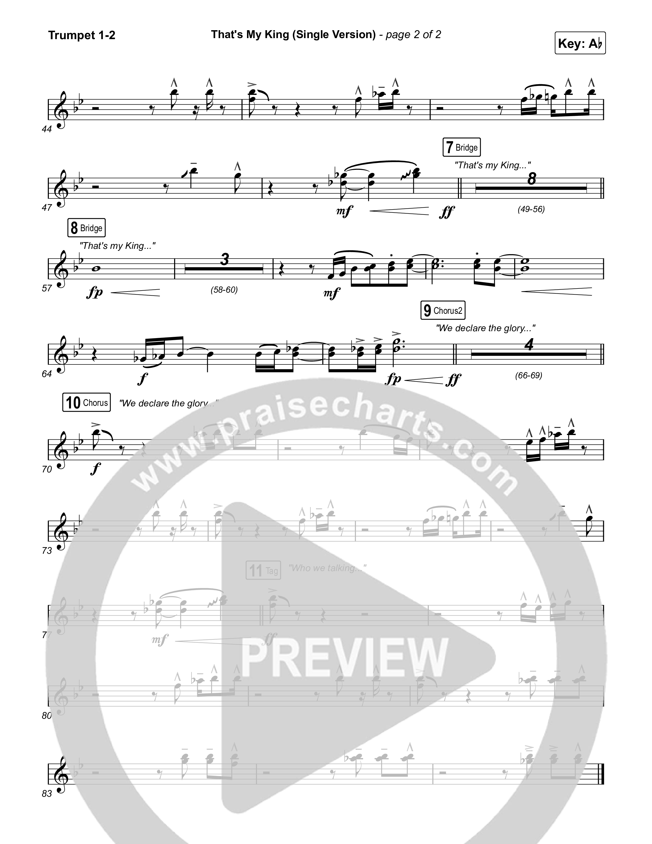 That's My King (Single Version) Trumpet 1,2 (CeCe Winans)