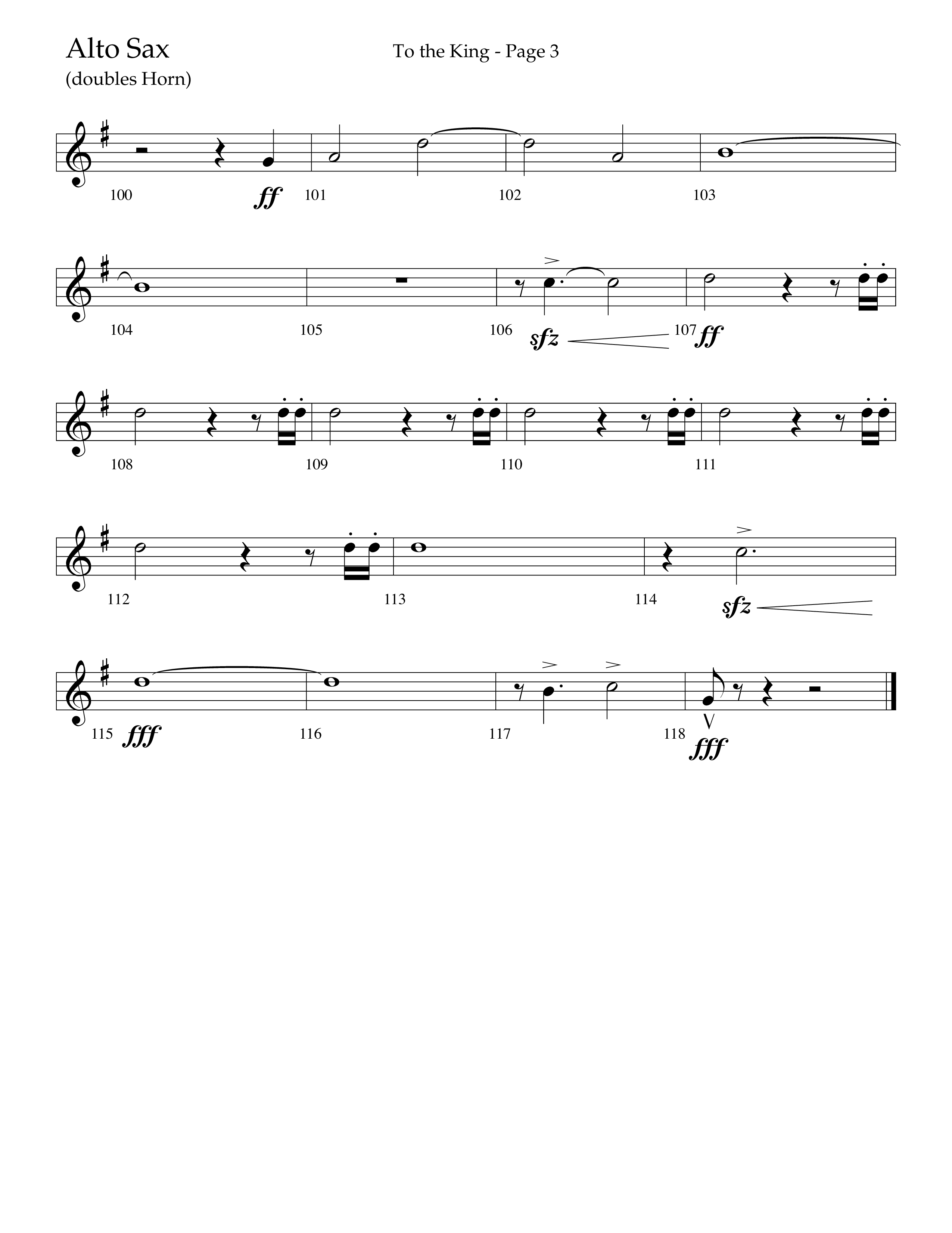 To The King (Choral Anthem SATB) Alto Sax (Lifeway Choral / Arr. Cliff Duren)