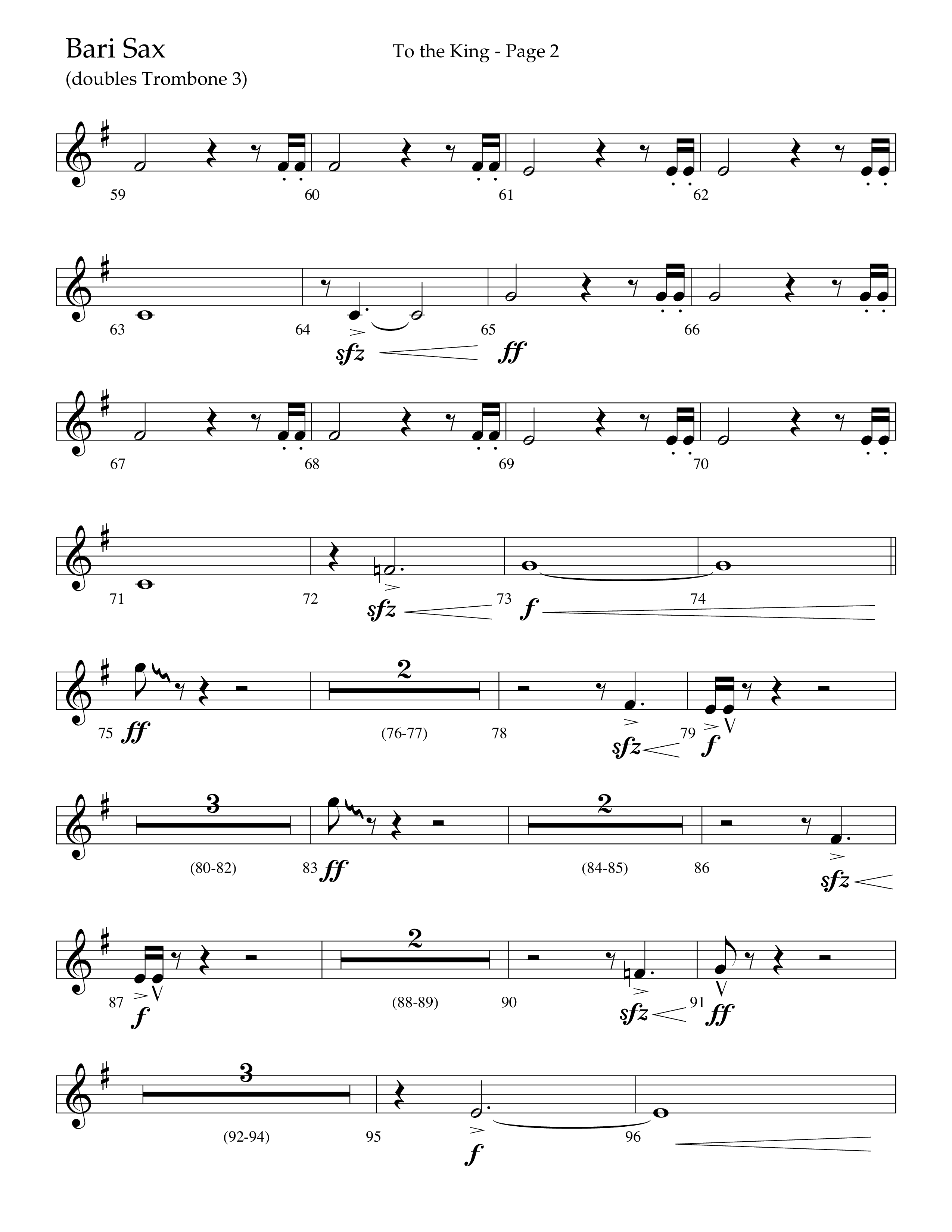 To The King (Choral Anthem SATB) Bari Sax (Lifeway Choral / Arr. Cliff Duren)