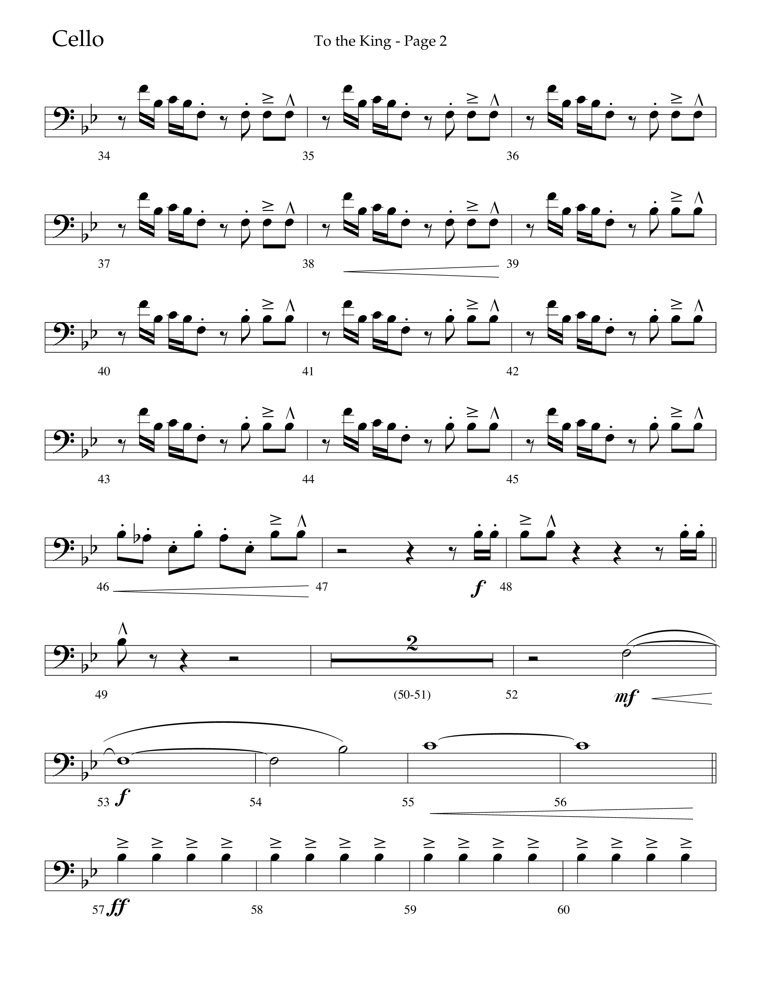 To The King (Choral Anthem SATB) Cello (Lifeway Choral / Arr. Cliff Duren)