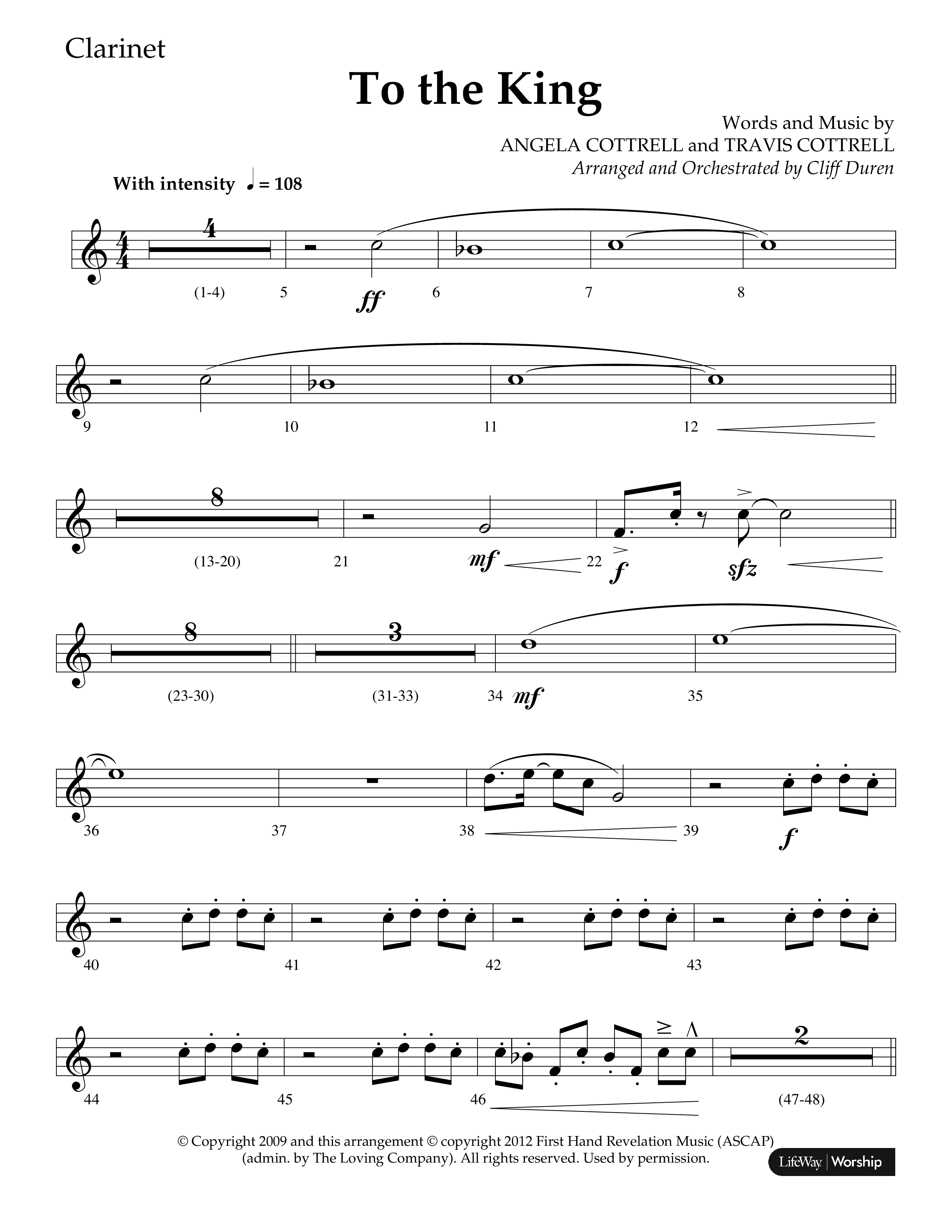 To The King (Choral Anthem SATB) Clarinet 1/2 (Lifeway Choral / Arr. Cliff Duren)