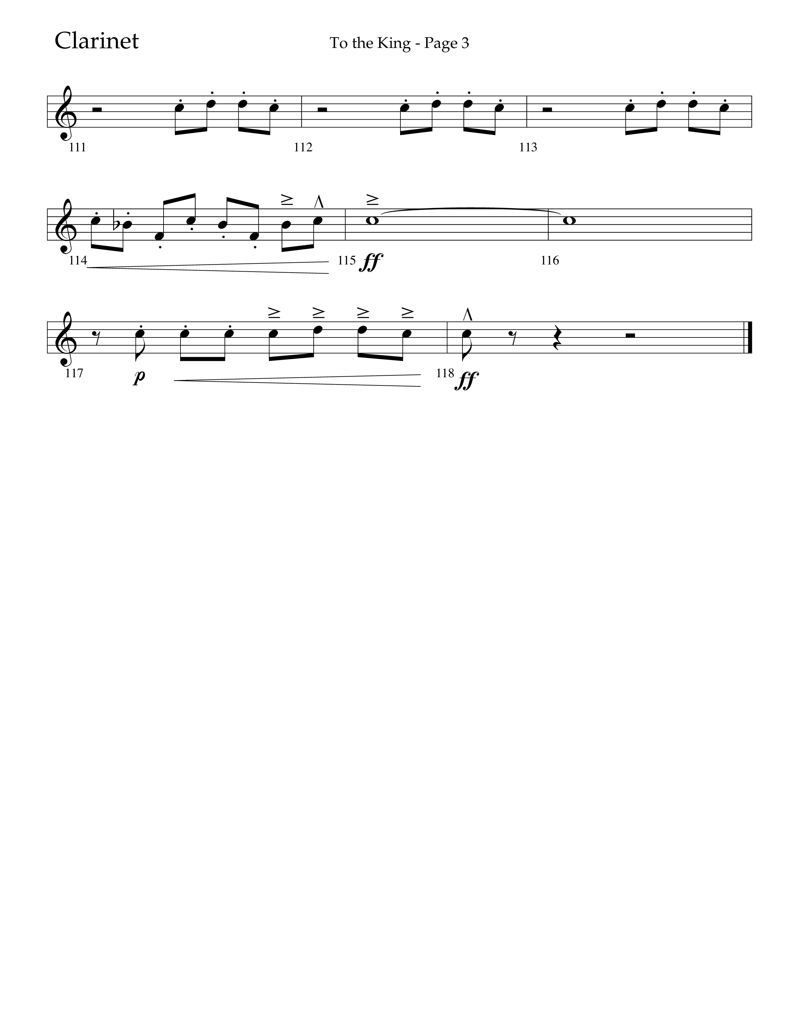 To The King (Choral Anthem SATB) Clarinet 1/2 (Lifeway Choral / Arr. Cliff Duren)