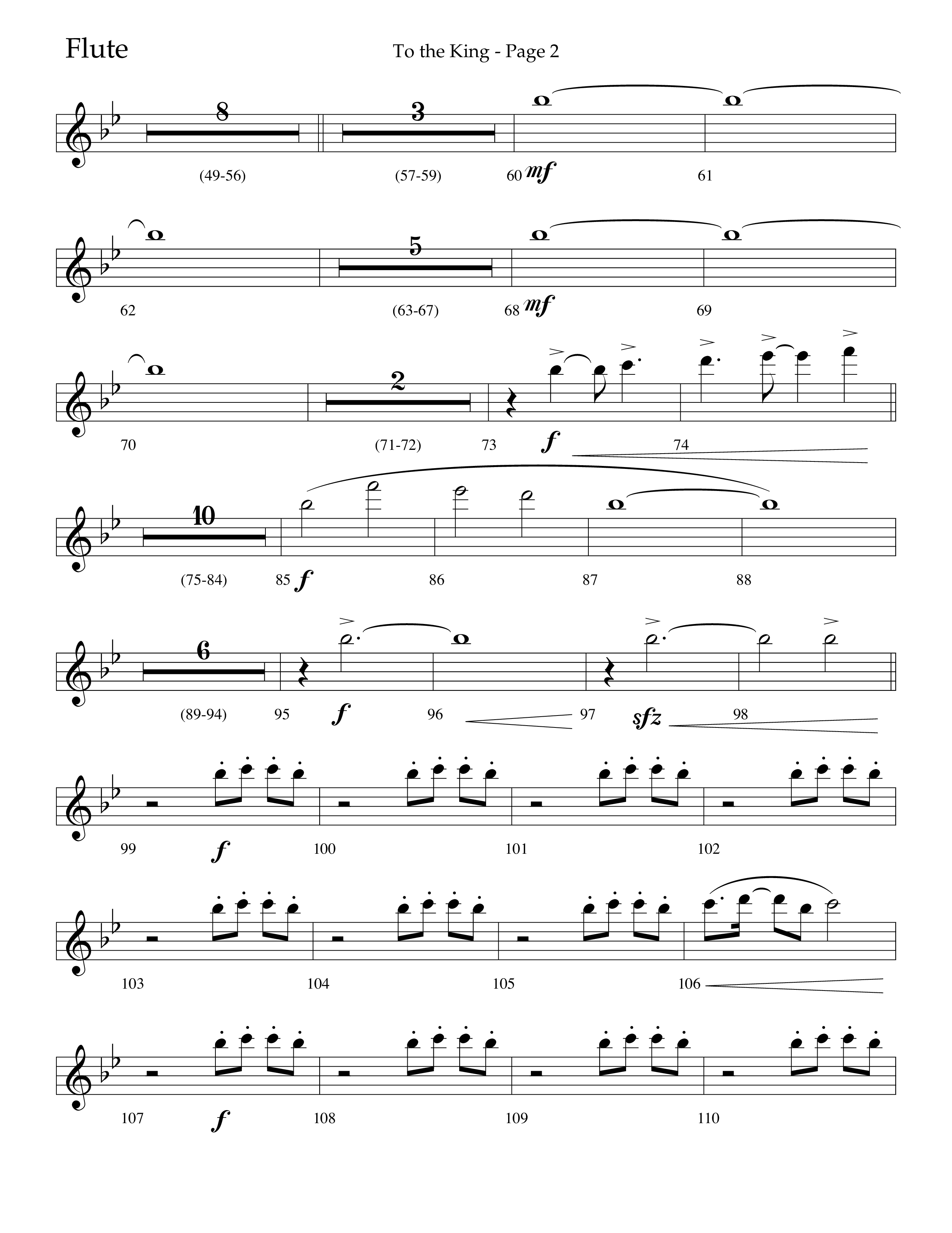 To The King (Choral Anthem SATB) Flute (Lifeway Choral / Arr. Cliff Duren)