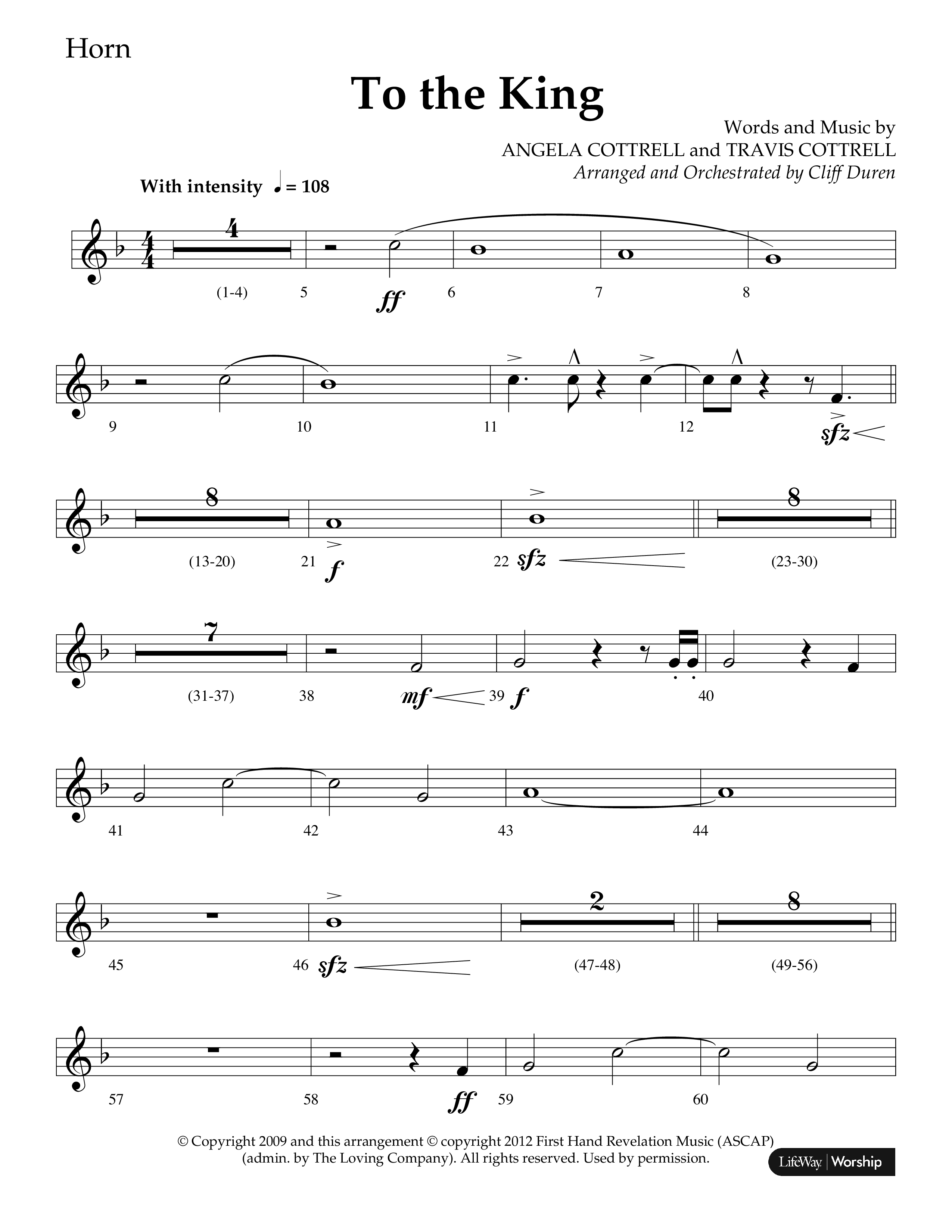 To The King (Choral Anthem SATB) French Horn (Lifeway Choral / Arr. Cliff Duren)