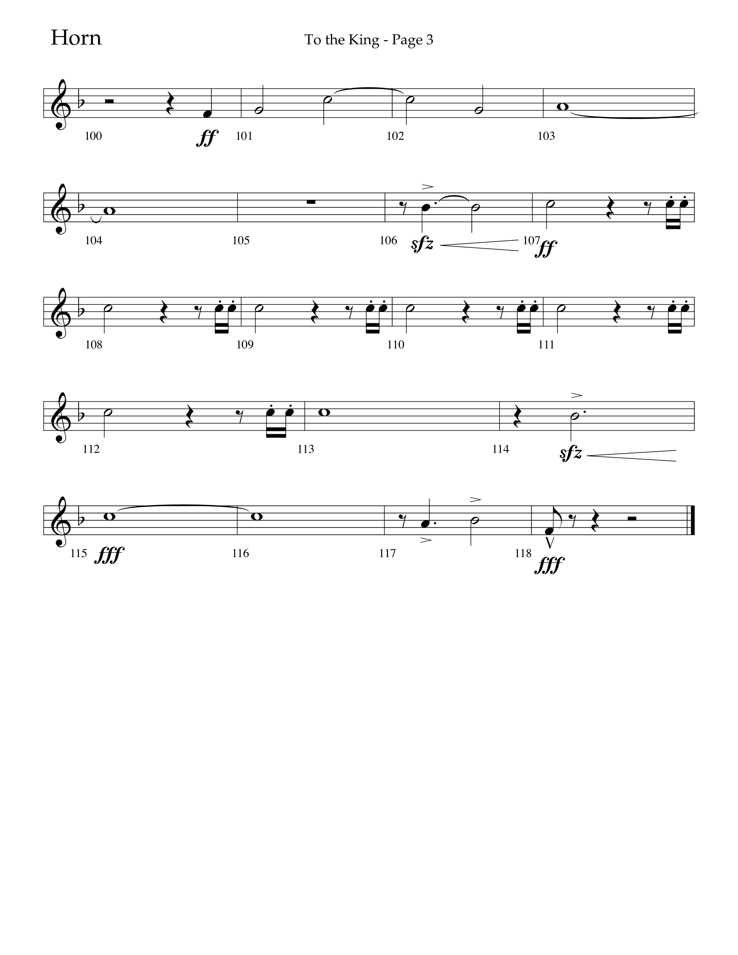 To The King (Choral Anthem SATB) French Horn (Lifeway Choral / Arr. Cliff Duren)