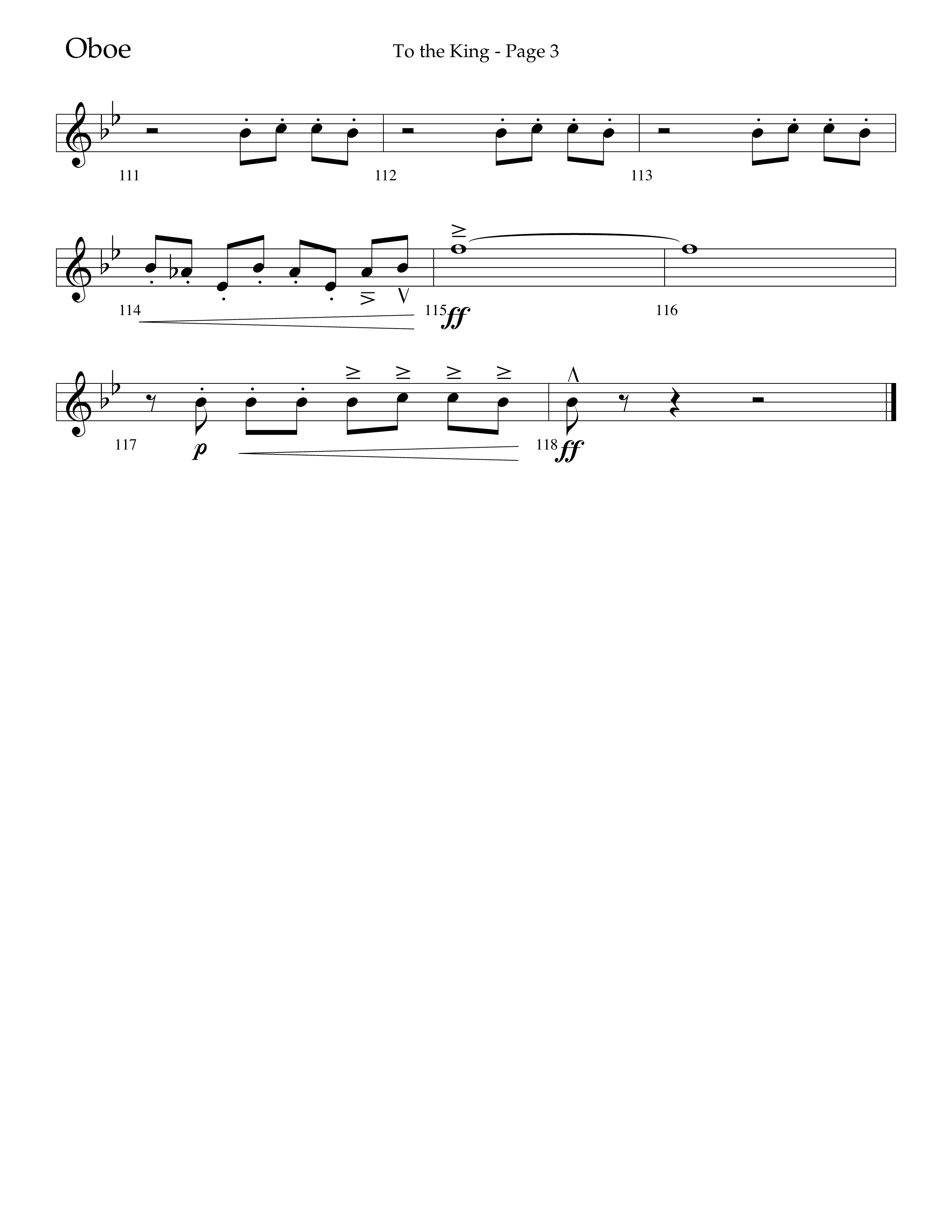 To The King (Choral Anthem SATB) Oboe (Lifeway Choral / Arr. Cliff Duren)