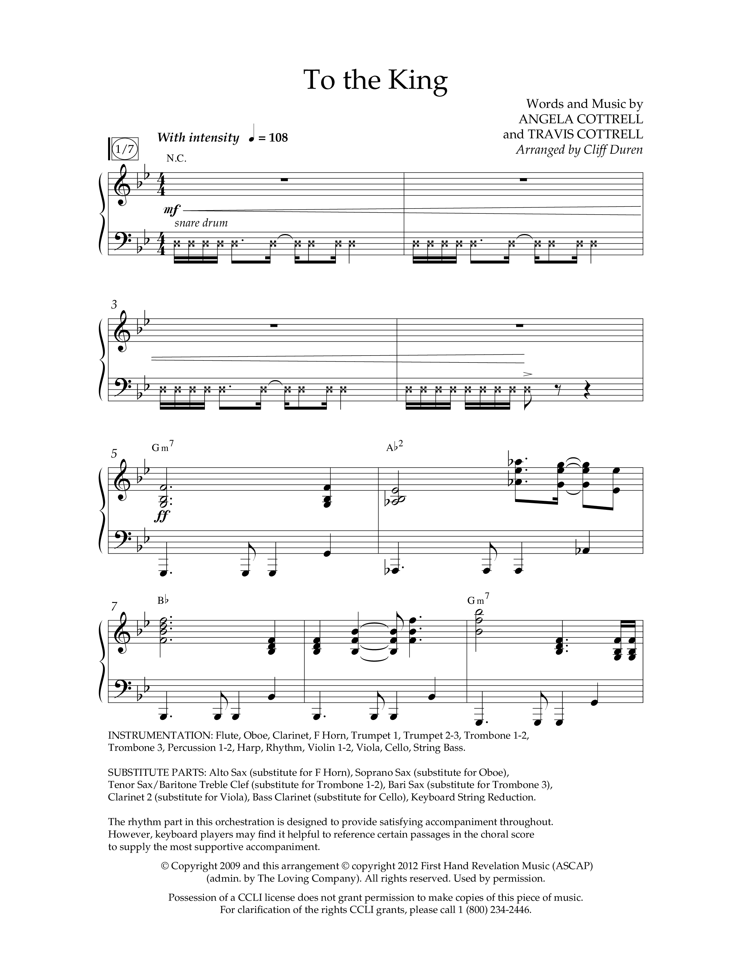 To The King (Choral Anthem SATB) Anthem (SATB/Piano) (Lifeway Choral / Arr. Cliff Duren)